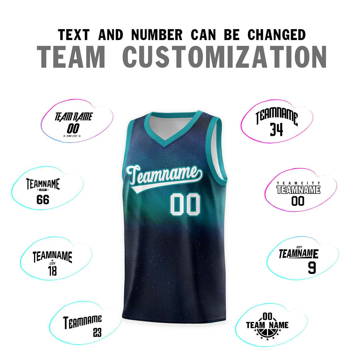 Custom Teal White Pattern Tie Dye Sports Uniform Basketball Jersey