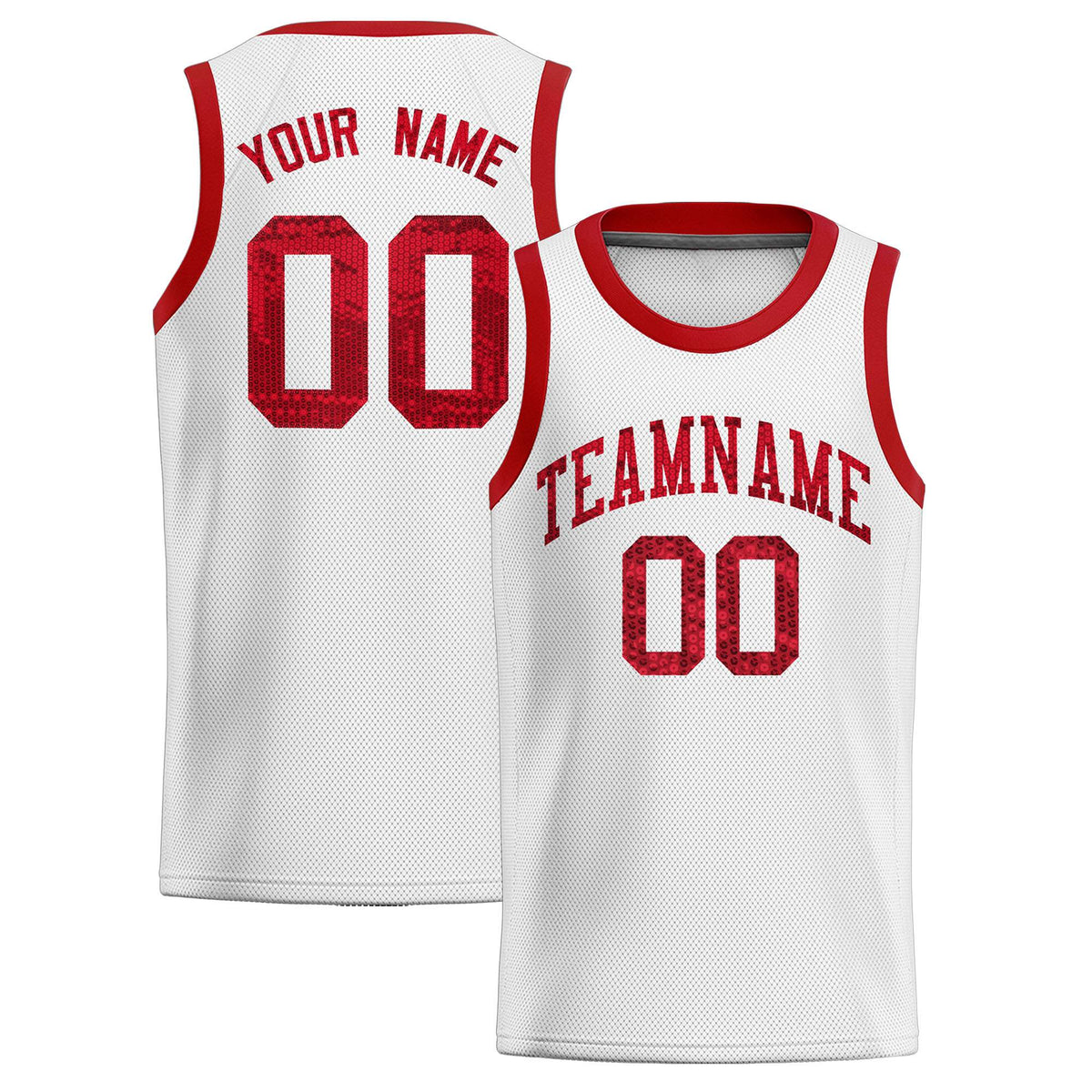 Custom White Sequined Tops Athletic Basketball Jersey