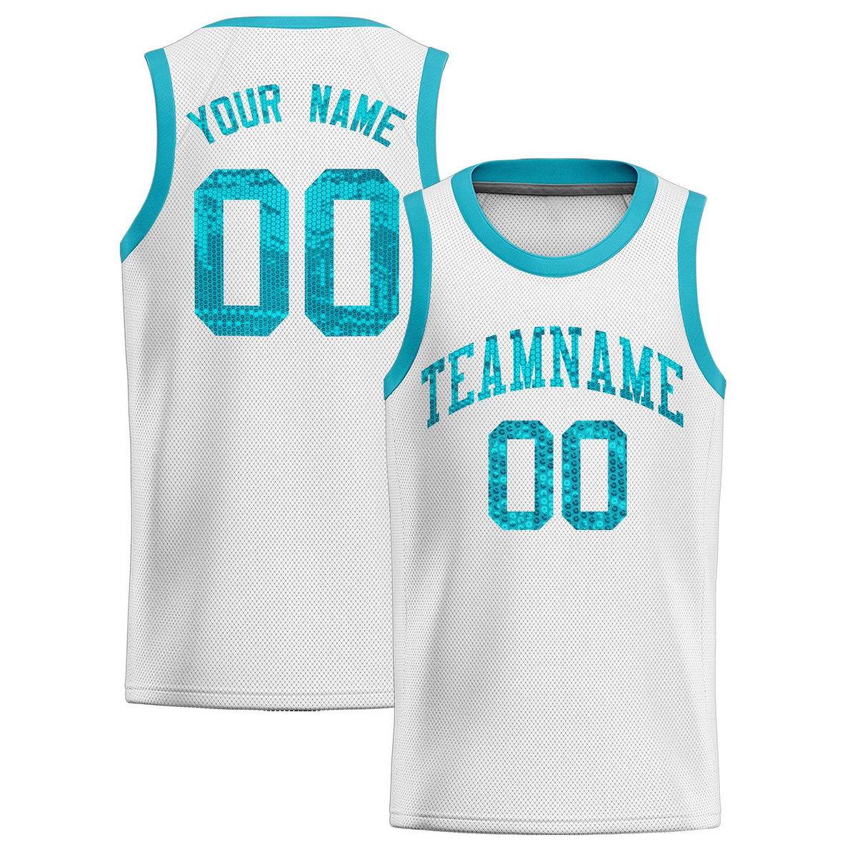 Custom White Sequined Tops Athletic Basketball Jersey