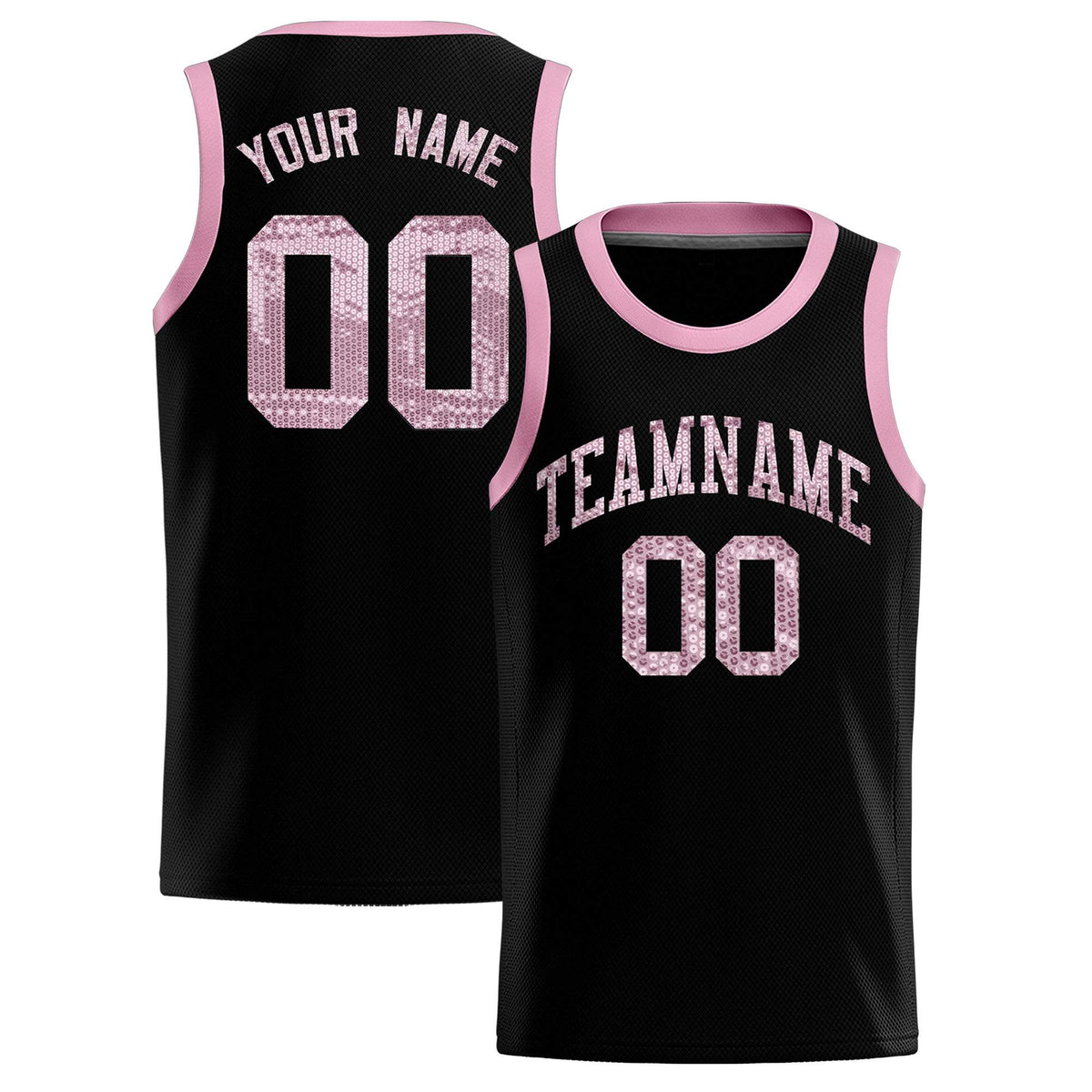 Custom Black Sequined Tops Athletic Basketball Jersey