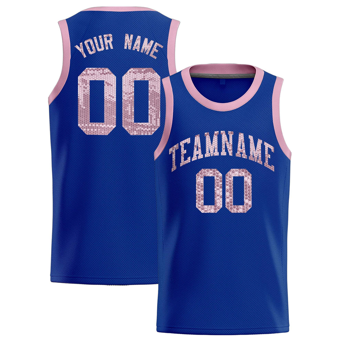 Custom Royal Sequined Tops Athletic Basketball Jersey
