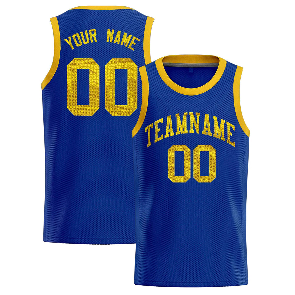 Custom Royal Sequined Tops Athletic Basketball Jersey