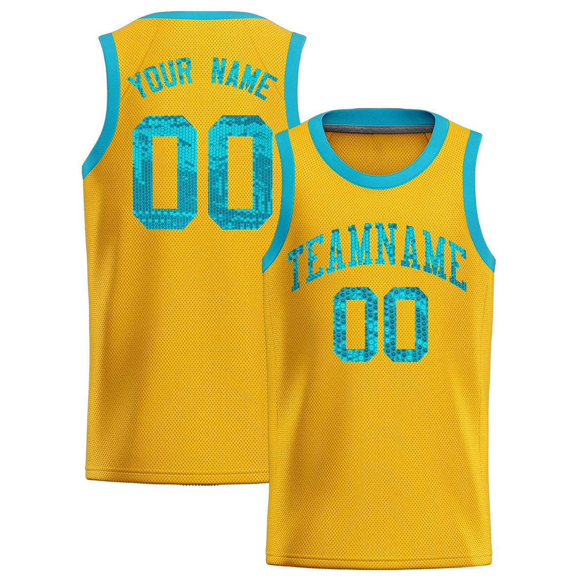 Custom Gold Sequined Tops Athletic Basketball Jersey