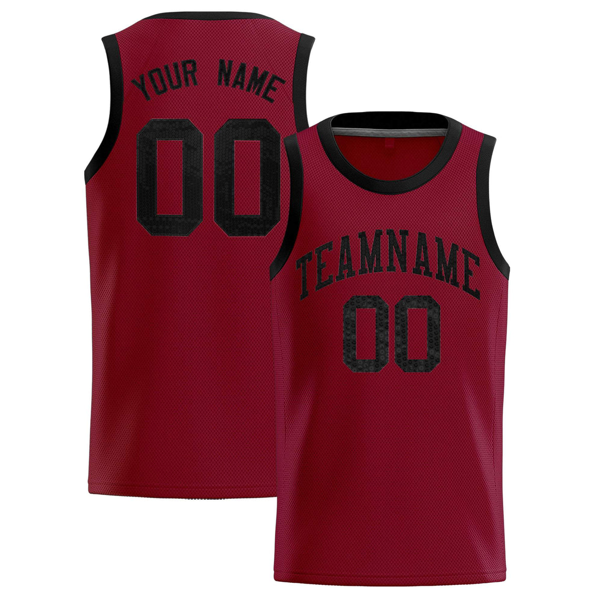 Custom Crimson Sequined Tops Athletic Basketball Jersey