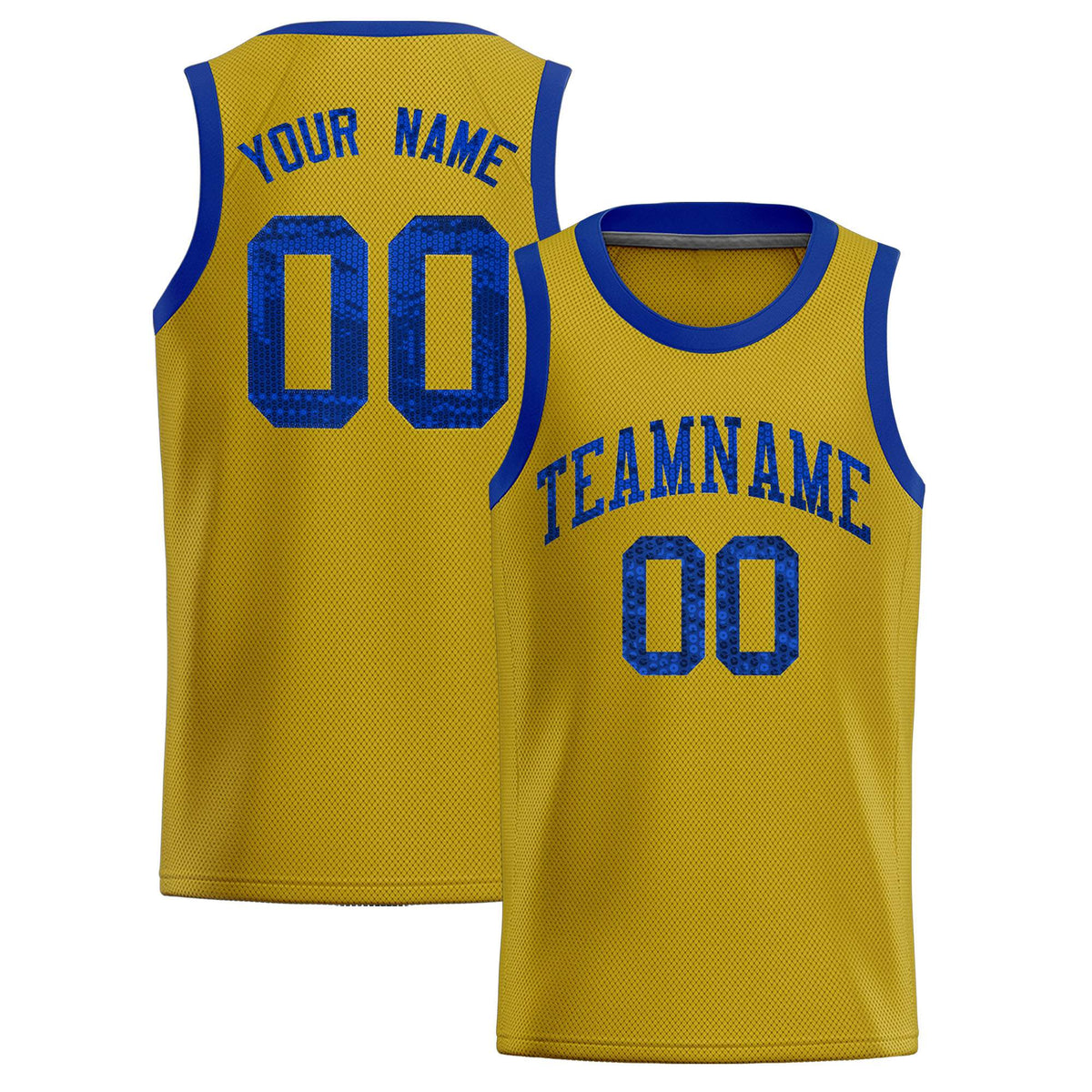 Custom Old Gold Sequined Tops Athletic Basketball Jersey