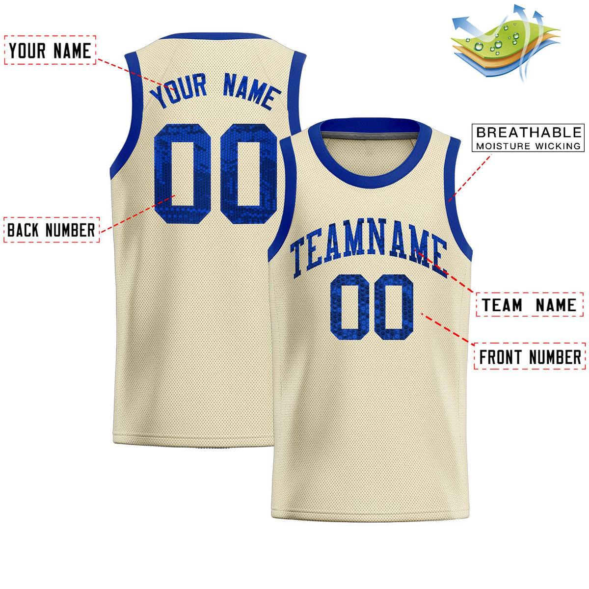 Custom Cream Sequined Tops Athletic Basketball Jersey