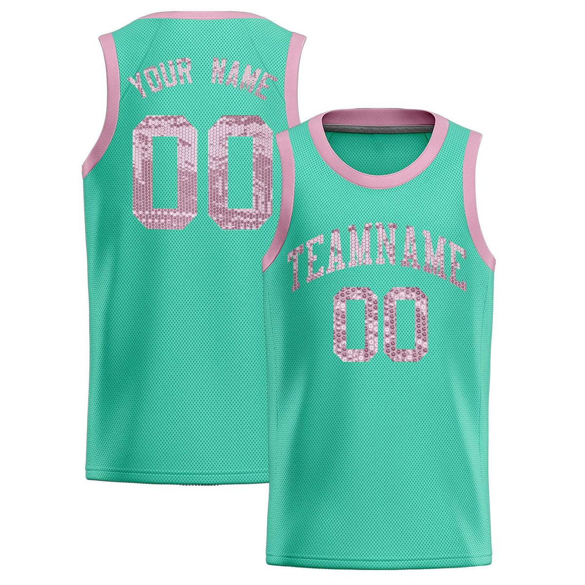 Custom Bright Green Sequined Tops Athletic Basketball Jersey