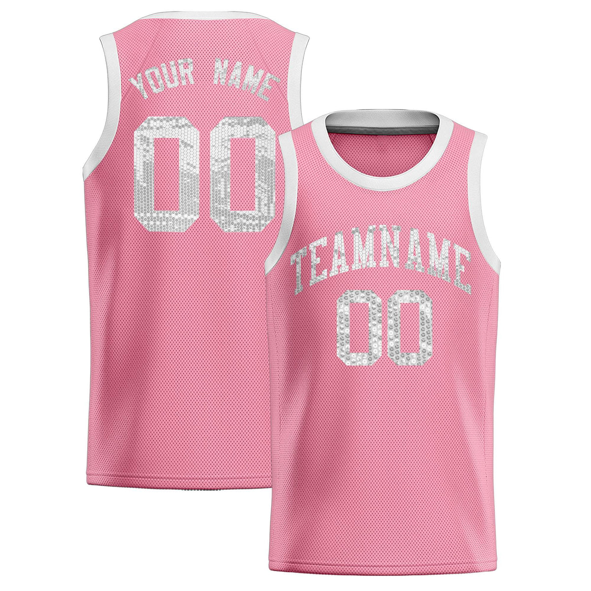 Custom Light Pink Sequined Tops Athletic Basketball Jersey