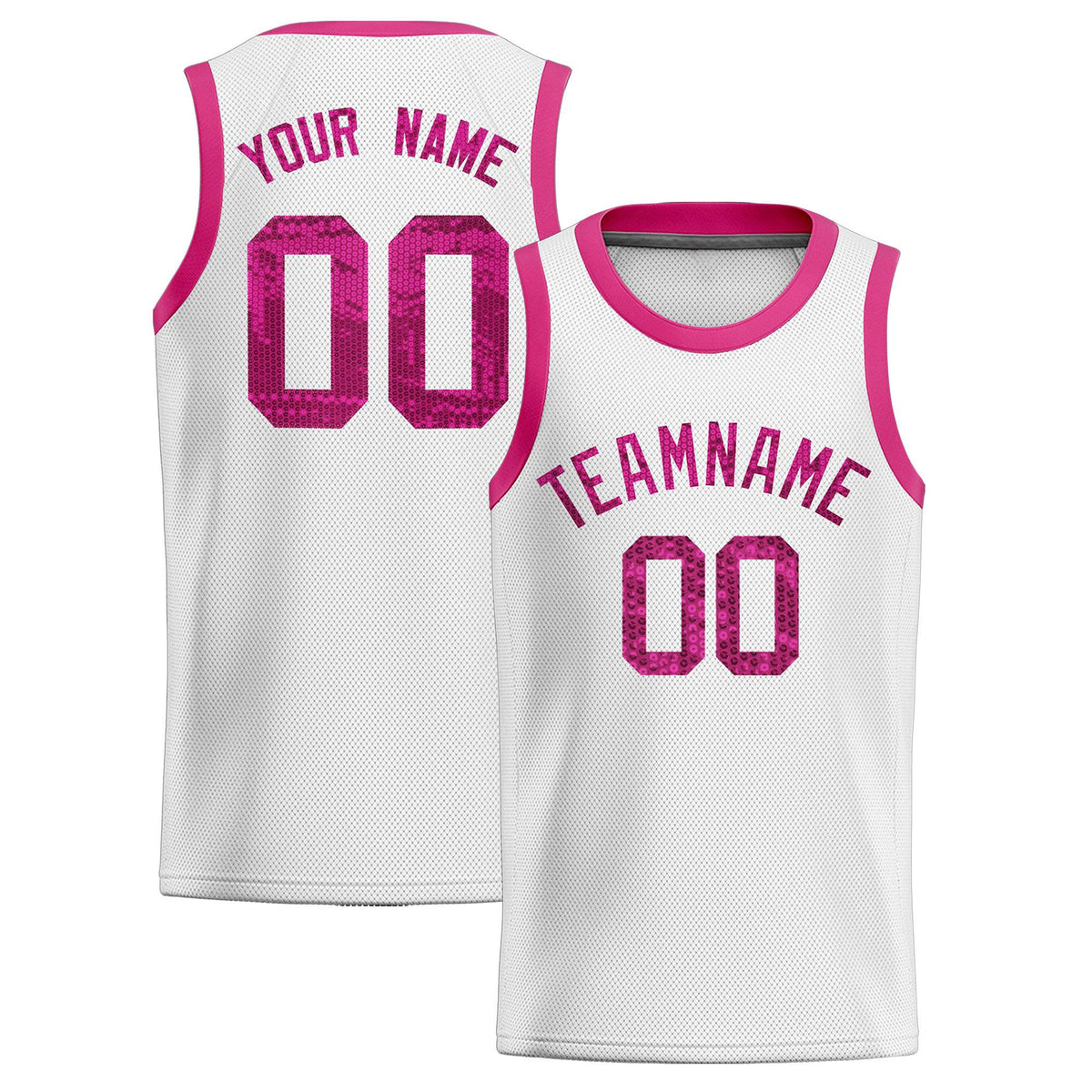 Custom White Sequined Tops Athletic Basketball Jersey