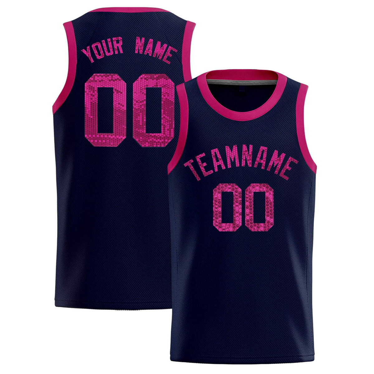 Custom Navy Sequined Tops Athletic Basketball Jersey