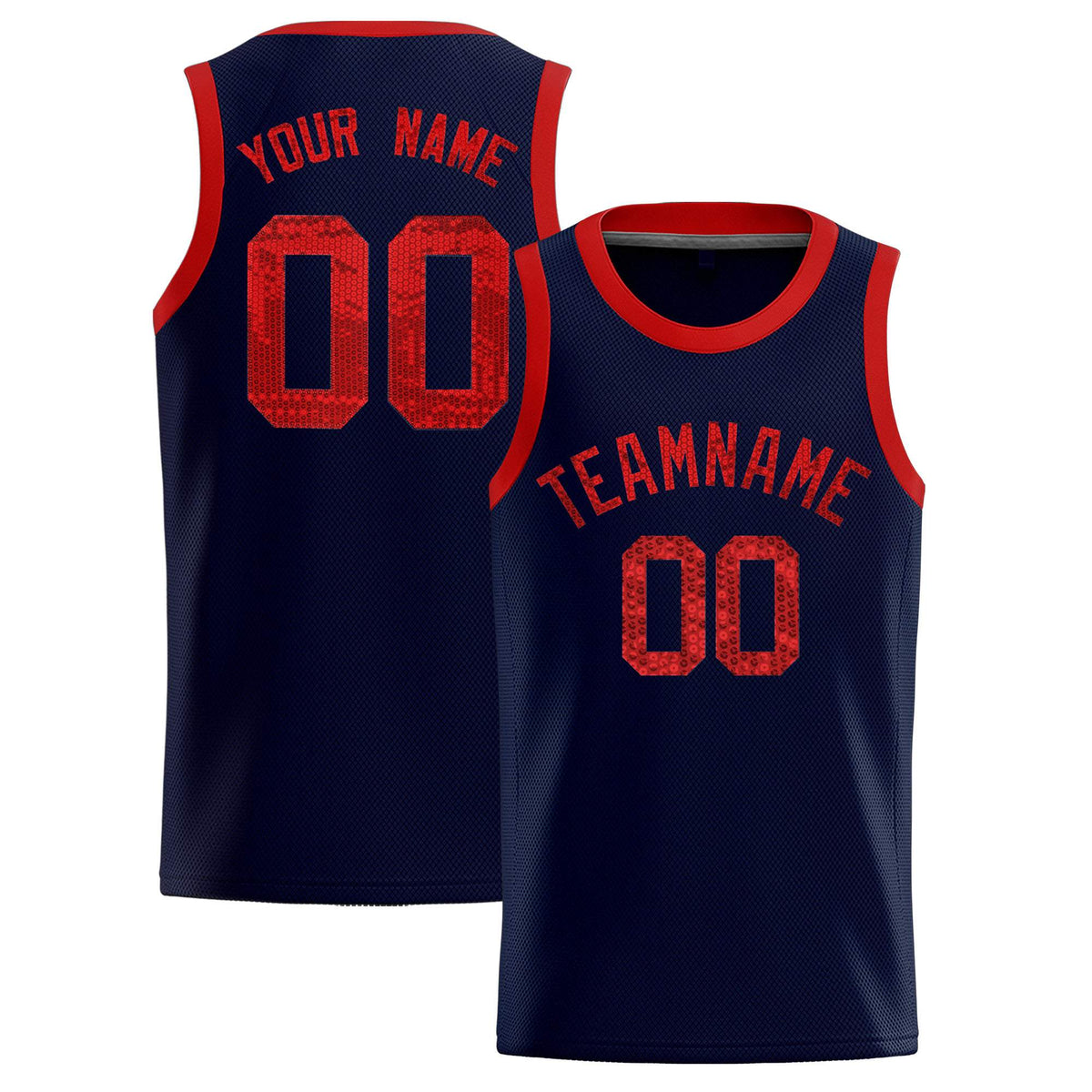 Custom Navy Sequined Tops Athletic Basketball Jersey