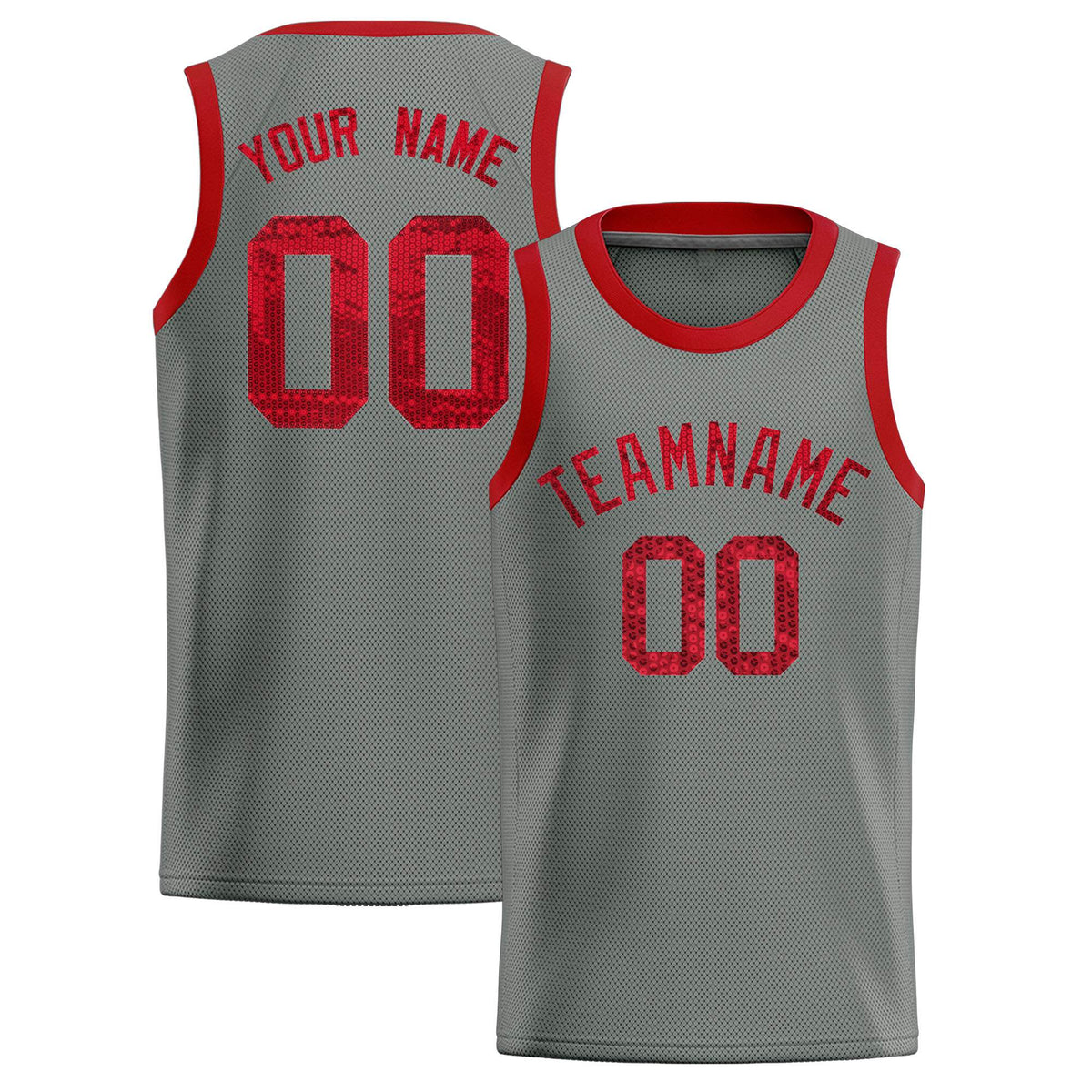 Custom Gray Sequined Tops Athletic Basketball Jersey