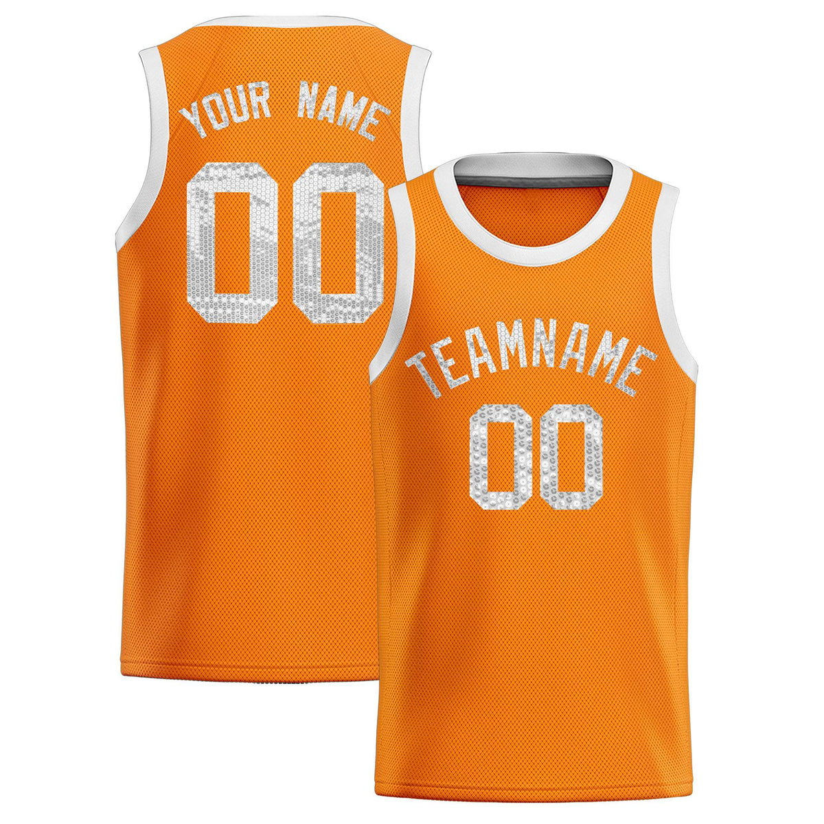 Custom Orange Sequined Tops Athletic Basketball Jersey