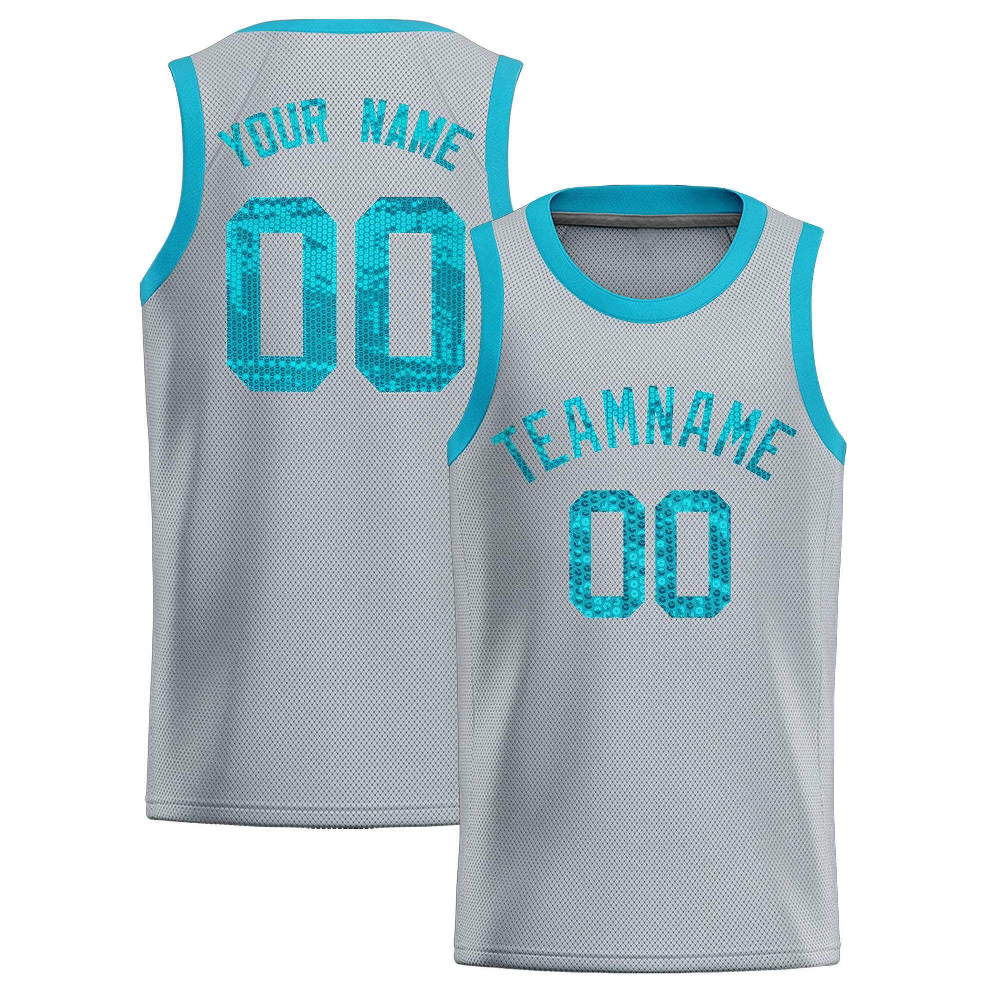 Custom Silver Sequined Tops Athletic Basketball Jersey