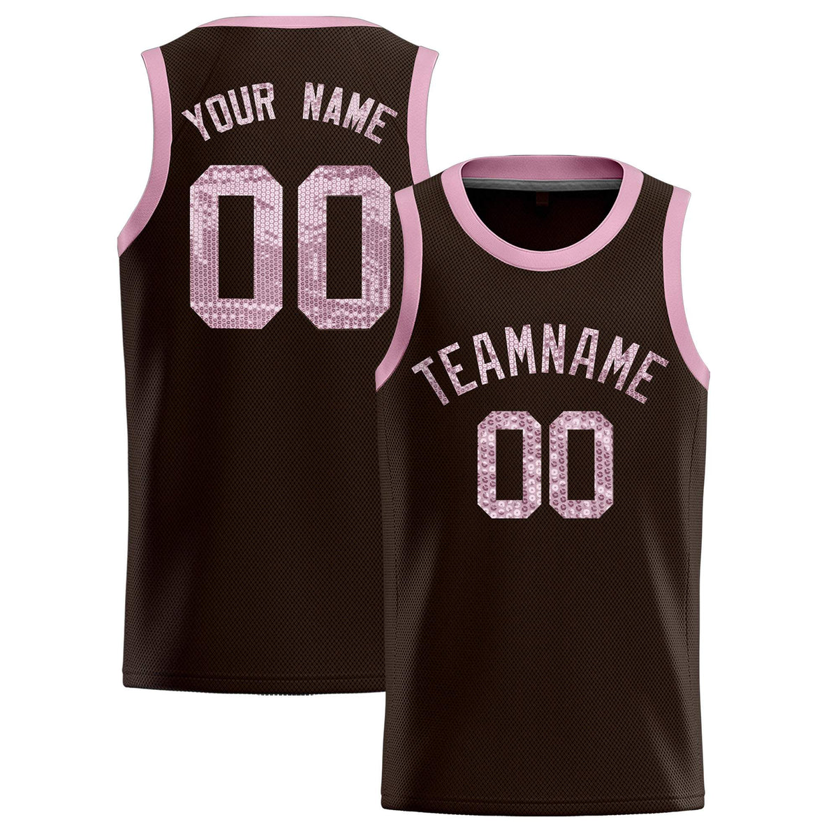 Custom Brown Sequined Tops Athletic Basketball Jersey