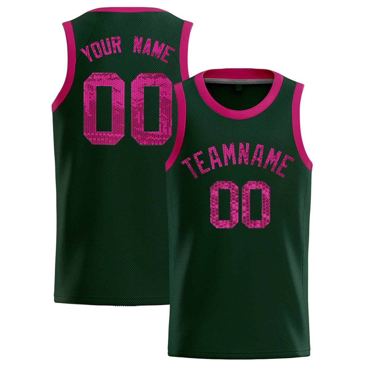 Custom Hunter Green Sequined Tops Athletic Basketball Jersey