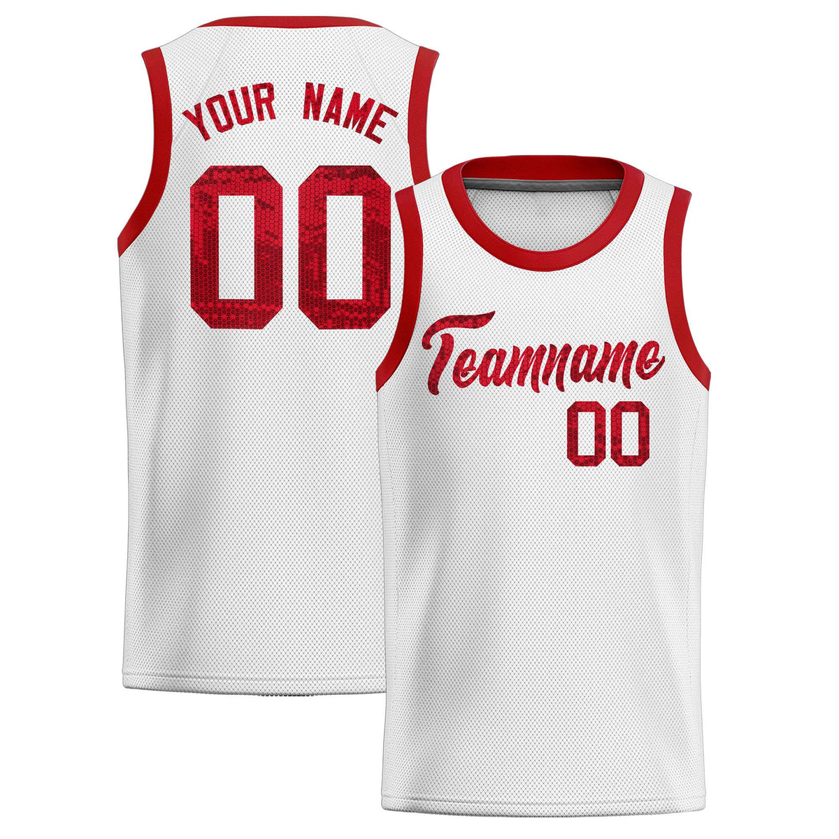 Custom White Sequined Tops Athletic Basketball Jersey