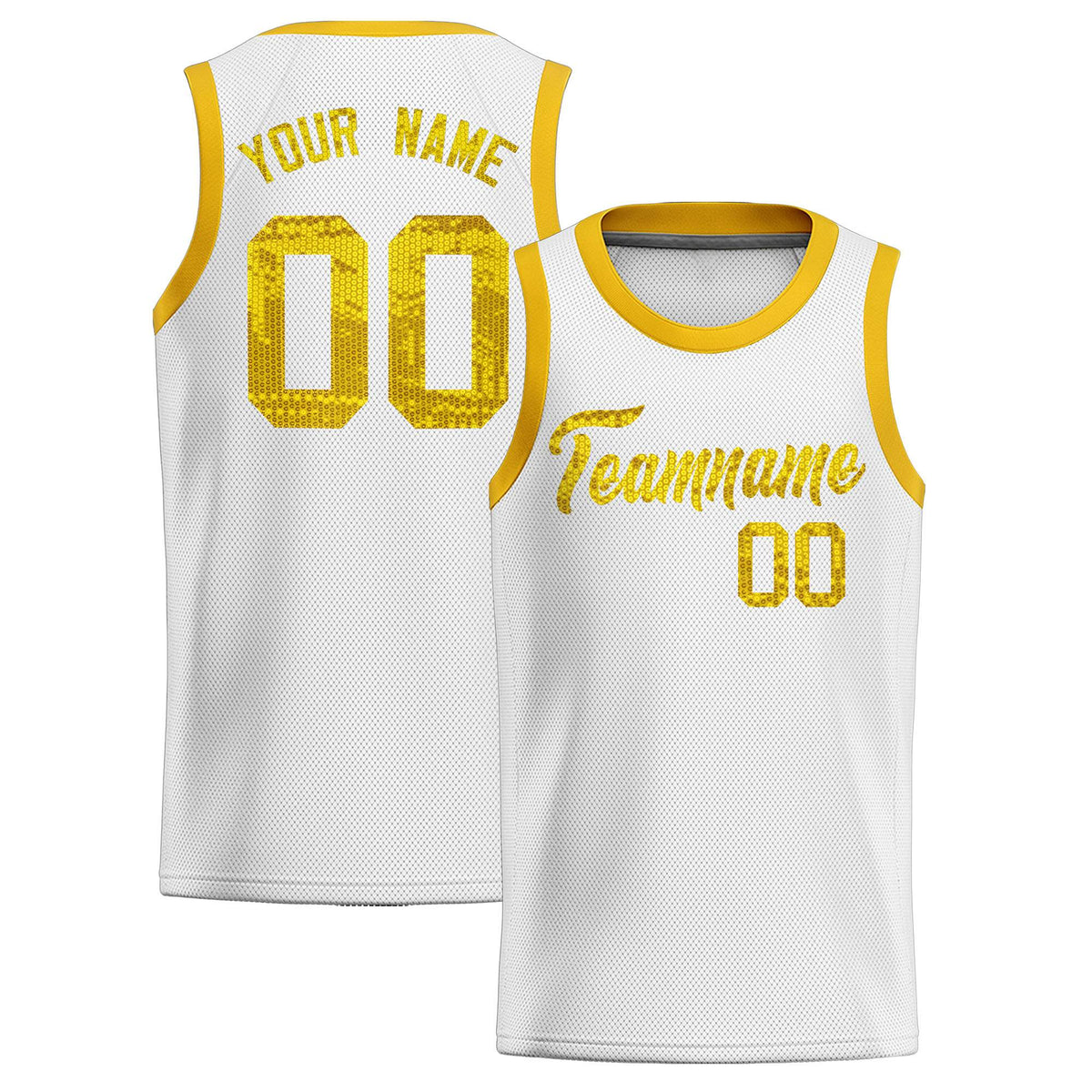 Custom White Sequined Tops Athletic Basketball Jersey