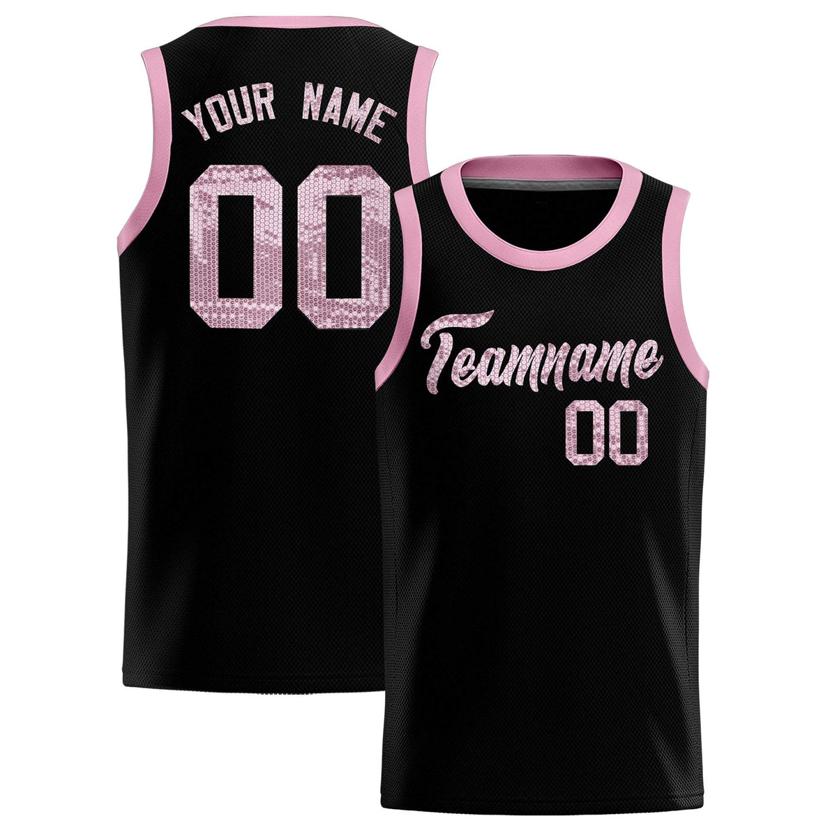 Custom Black Sequined Tops Athletic Basketball Jersey