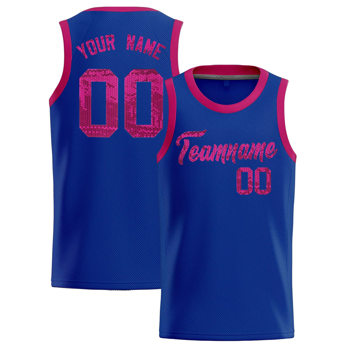 Custom Royal Sequined Tops Athletic Basketball Jersey