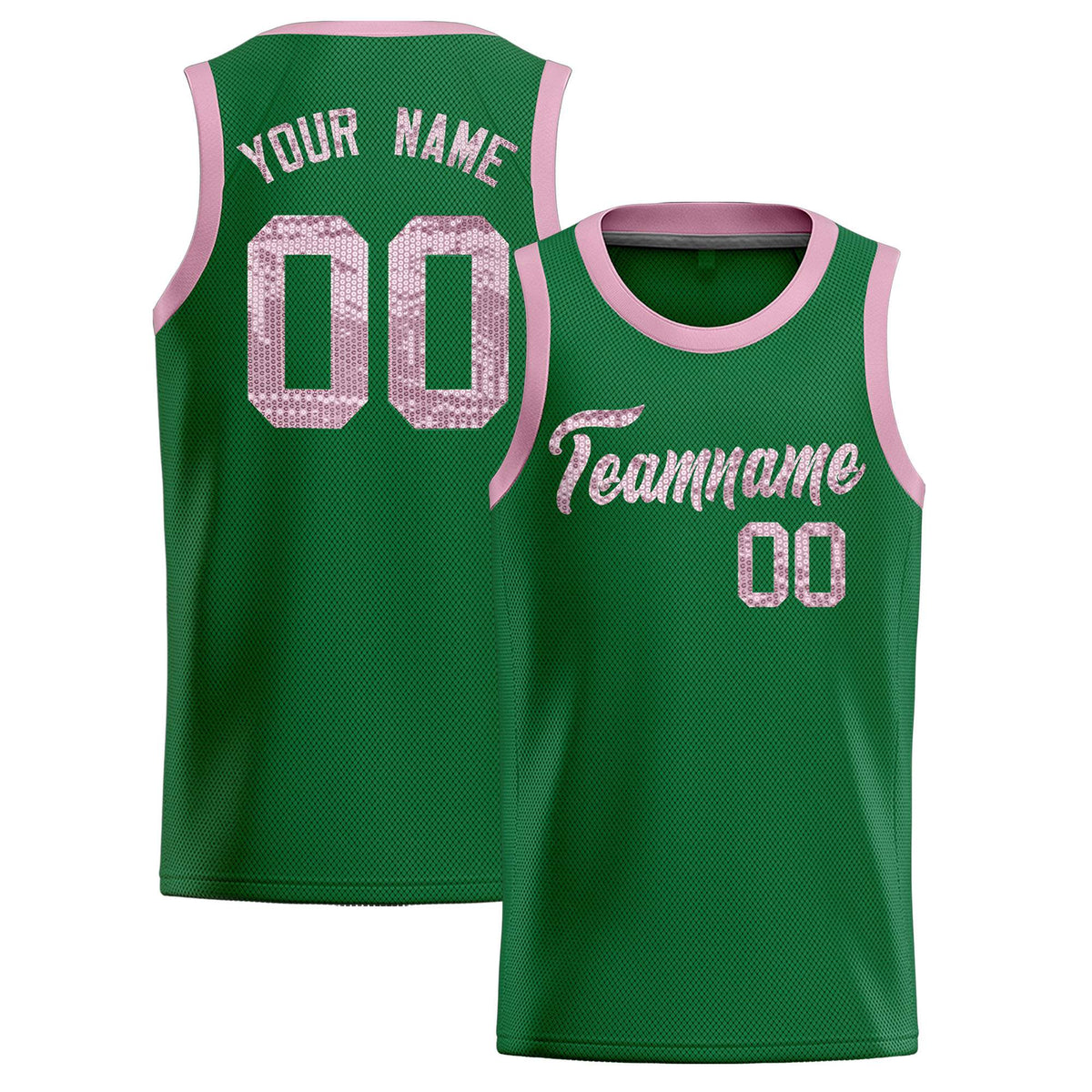 Custom Kelly Green Sequined Tops Athletic Basketball Jersey