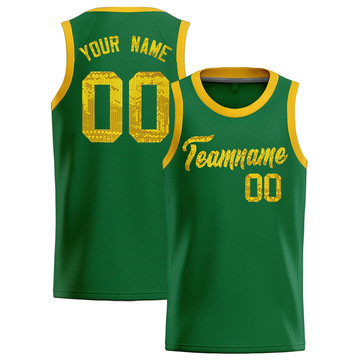 Custom Kelly Green Sequined Tops Athletic Basketball Jersey