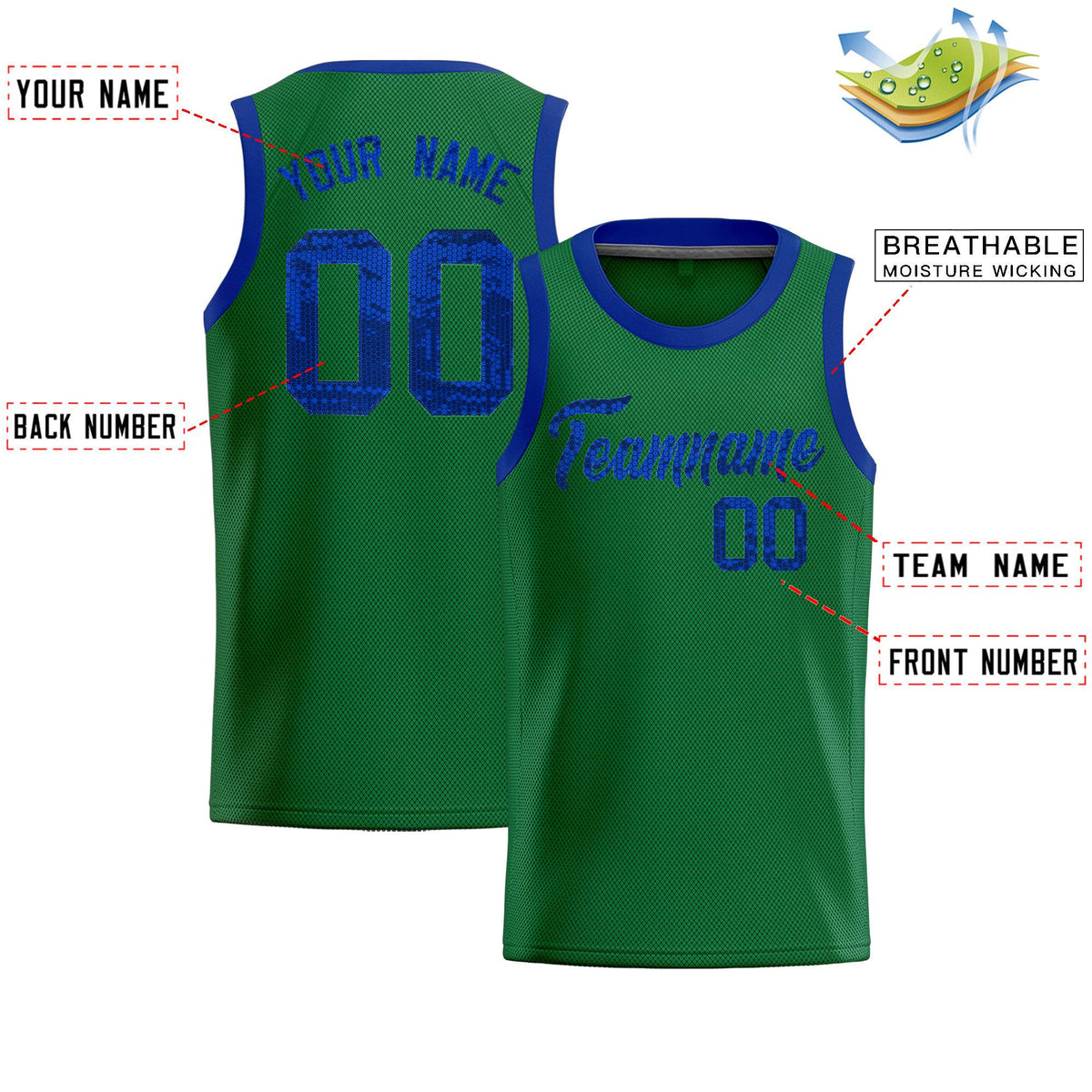 Custom Kelly Green Sequined Tops Athletic Basketball Jersey