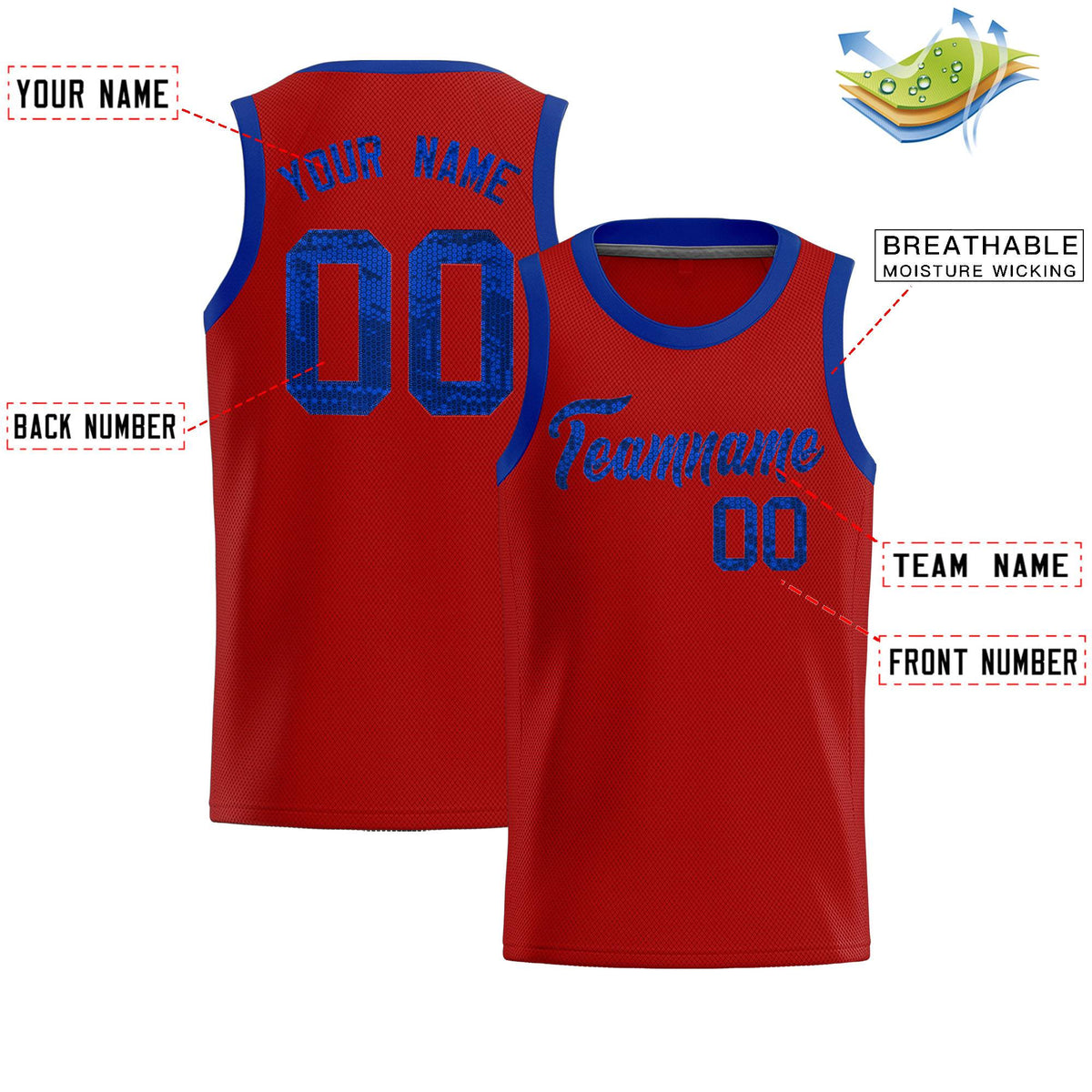 Custom Red Sequined Tops Athletic Basketball Jersey
