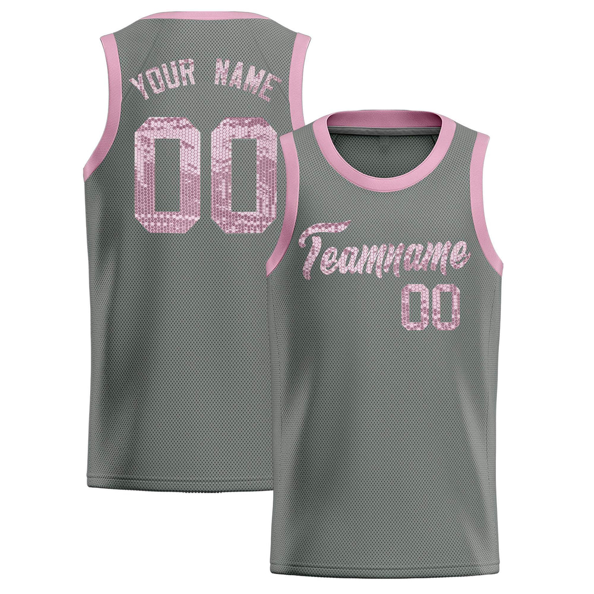 Custom Gray Sequined Tops Athletic Basketball Jersey