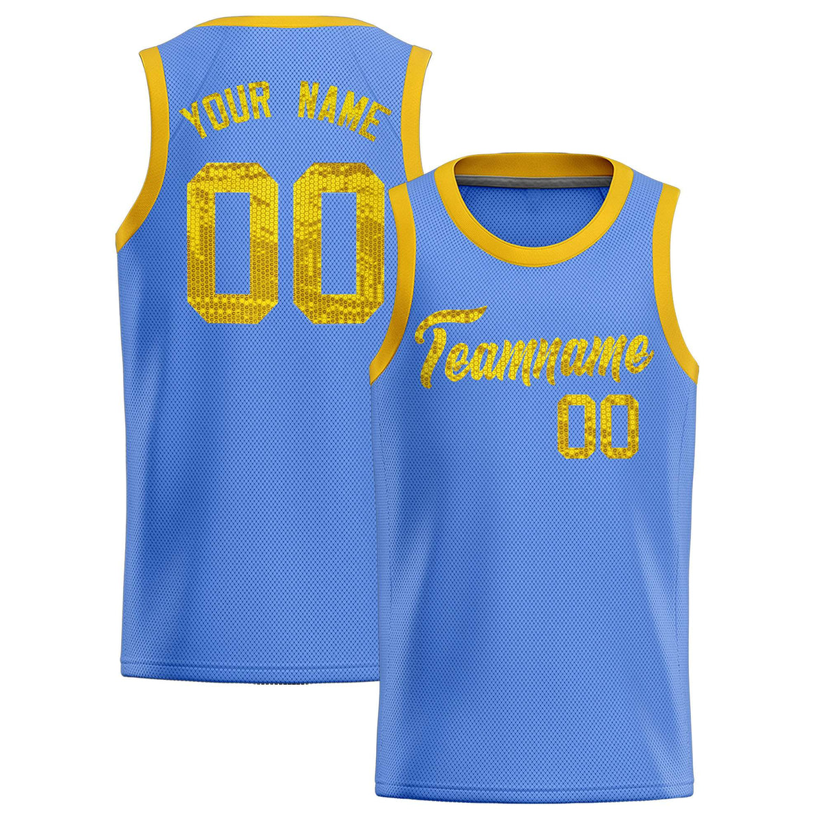 Custom Light Blue Sequined Tops Athletic Basketball Jersey