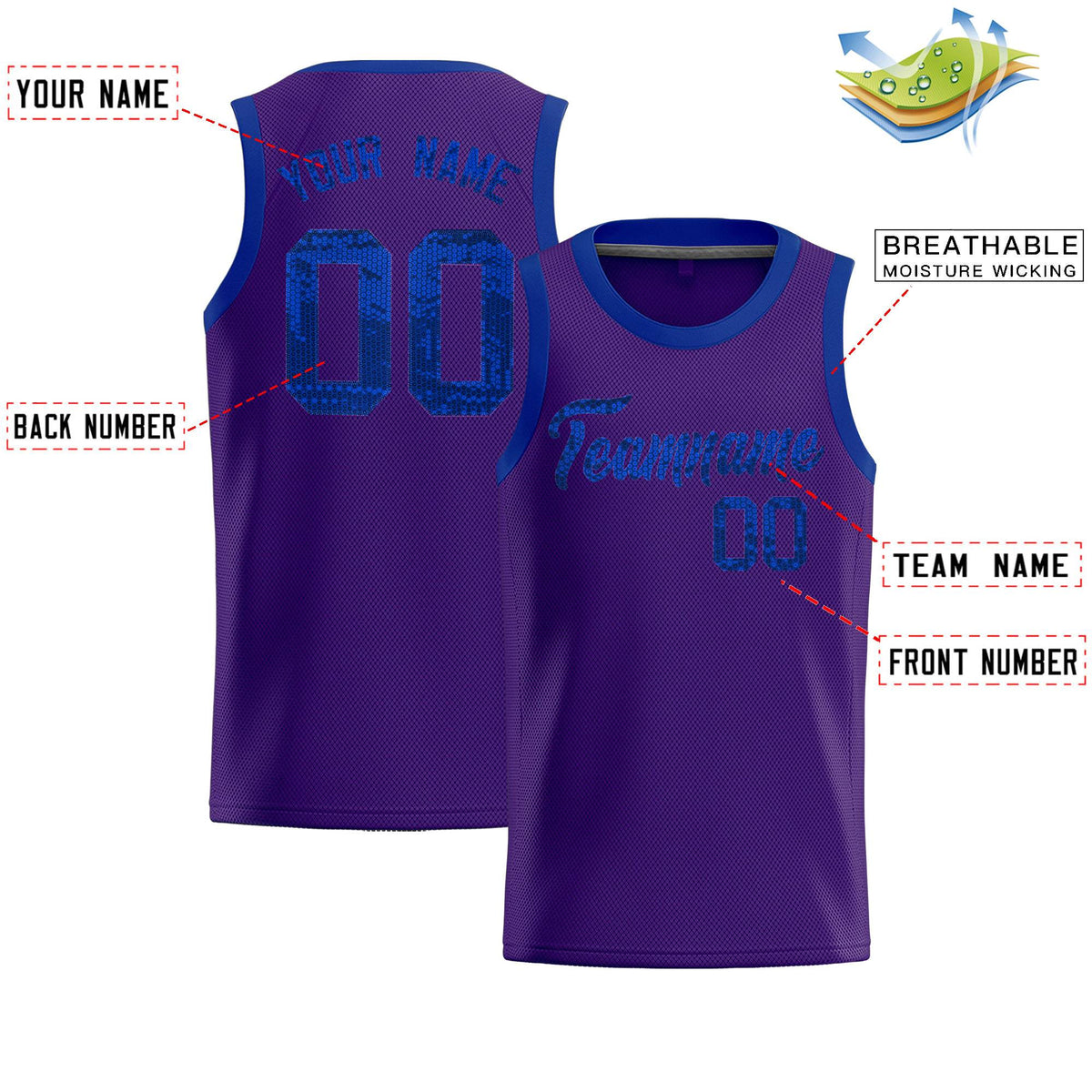 Custom Purple Sequined Tops Athletic Basketball Jersey