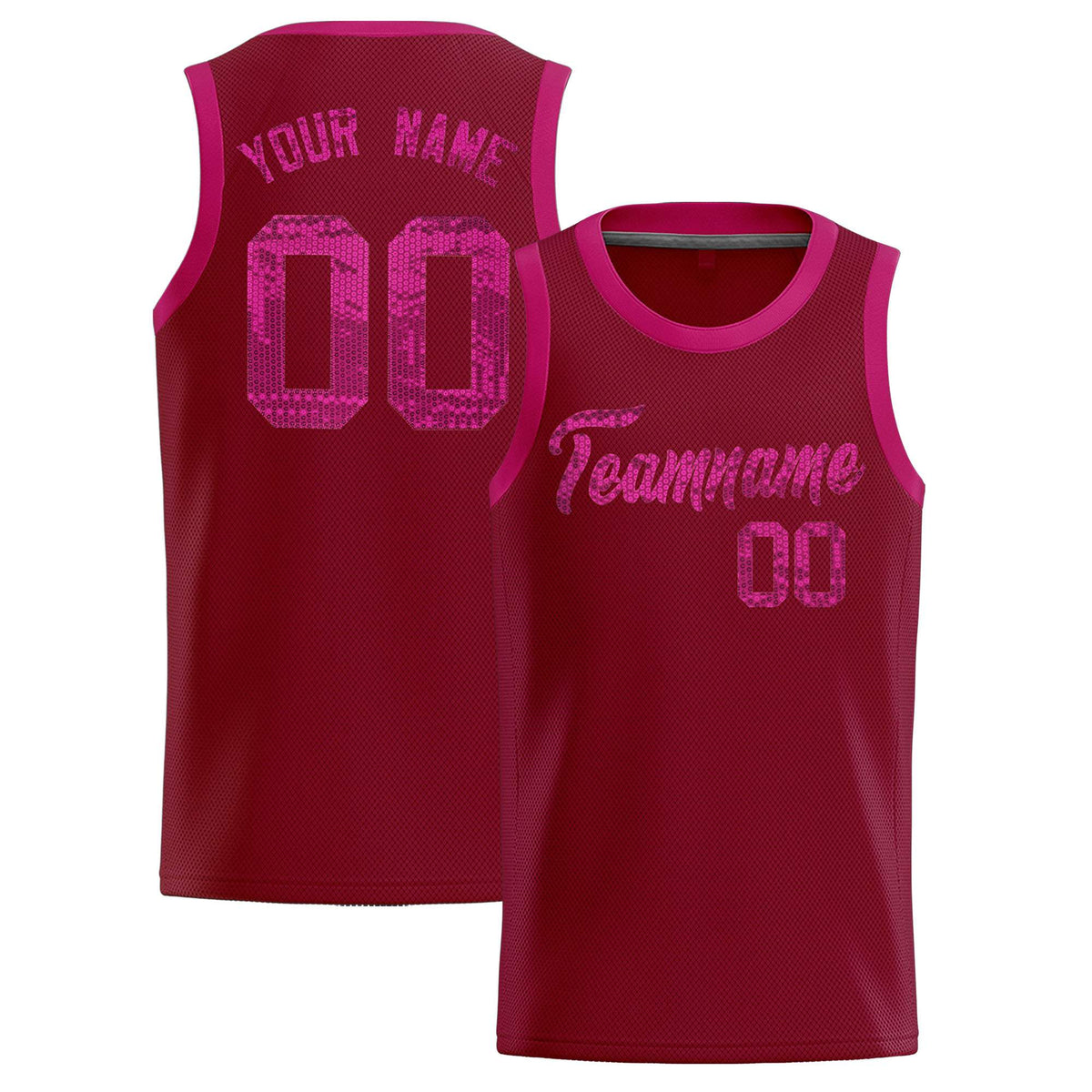 Custom Crimson Sequined Tops Athletic Basketball Jersey