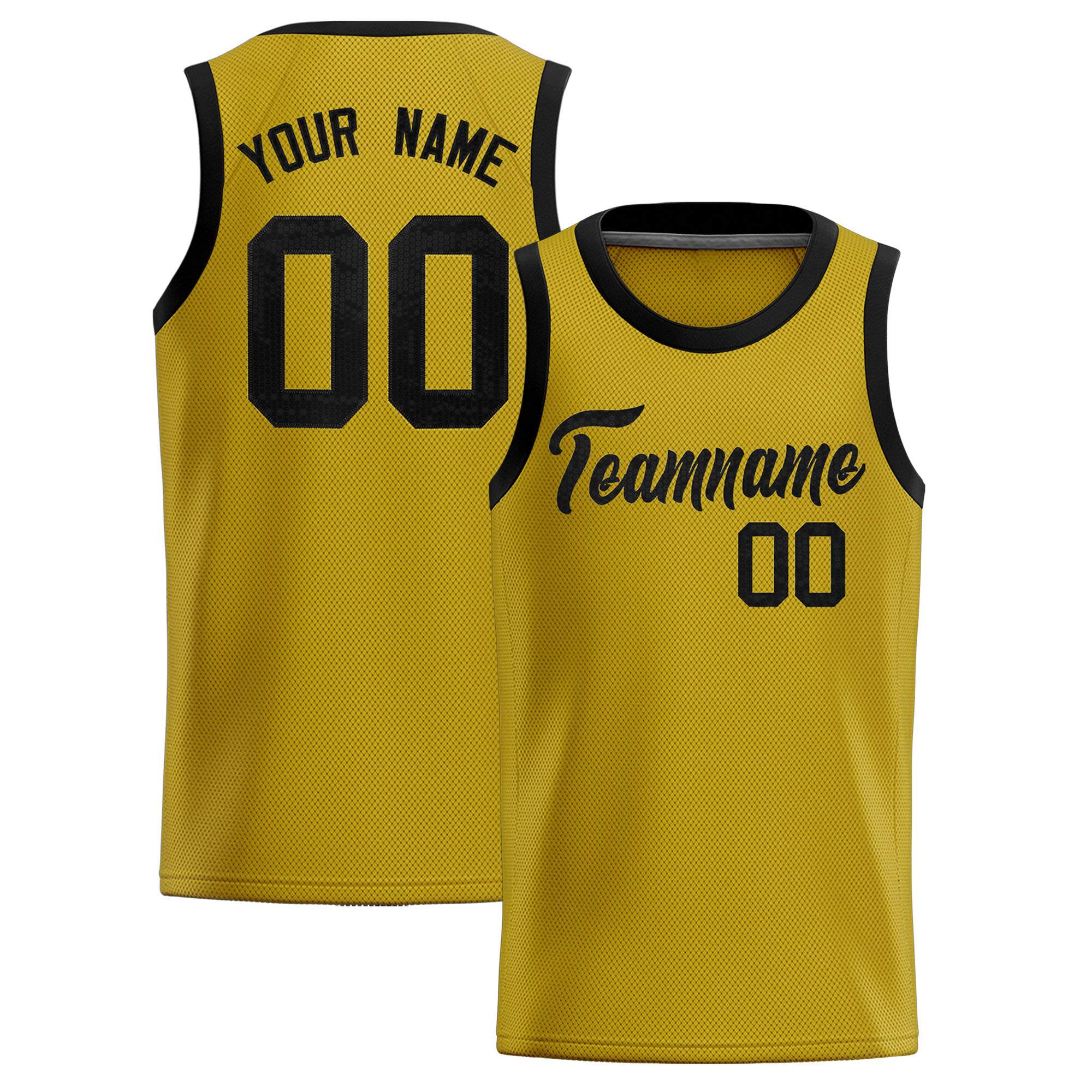 Custom Old Gold Sequined Tops Athletic Basketball Jersey