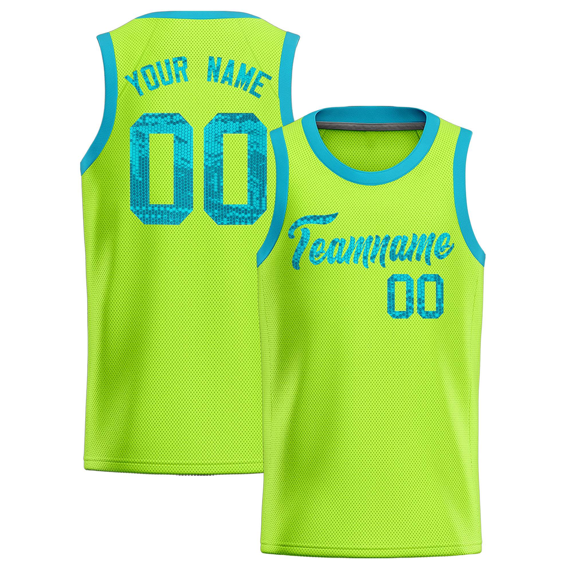 Custom Kelly Green Sequined Tops Athletic Basketball Jersey