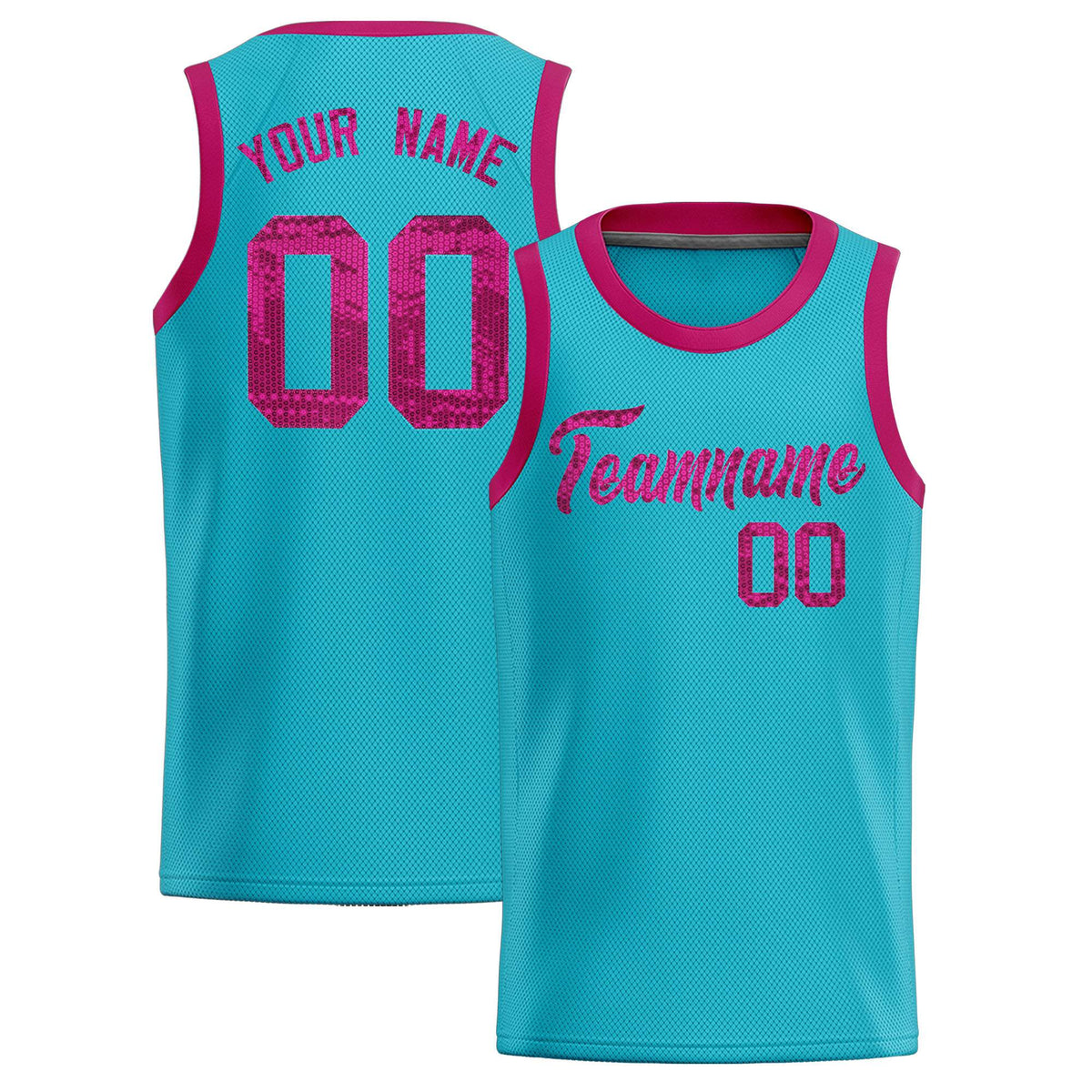 Custom Sky Blue Sequined Tops Athletic Basketball Jersey