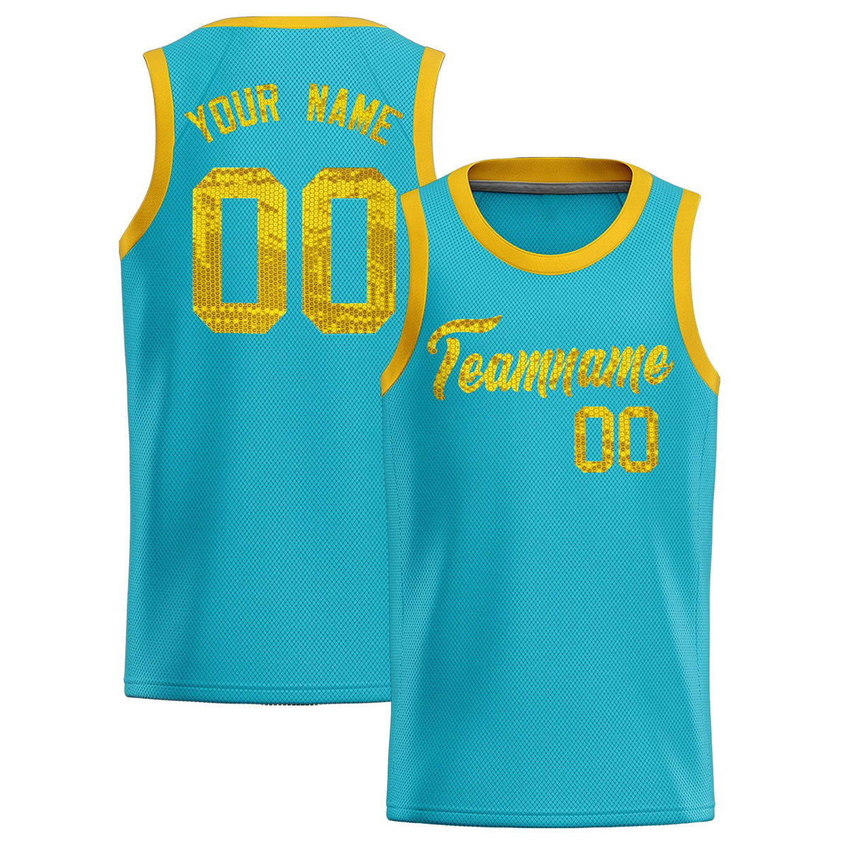 Custom Sky Blue Sequined Tops Athletic Basketball Jersey