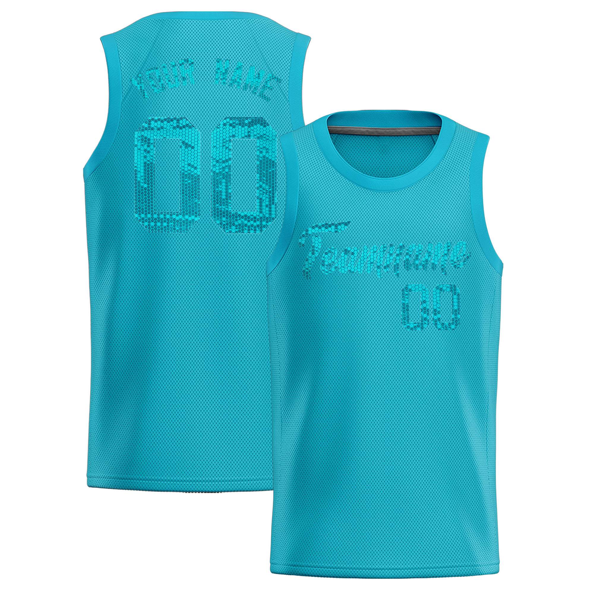 Custom Sky Blue Sequined Tops Athletic Basketball Jersey