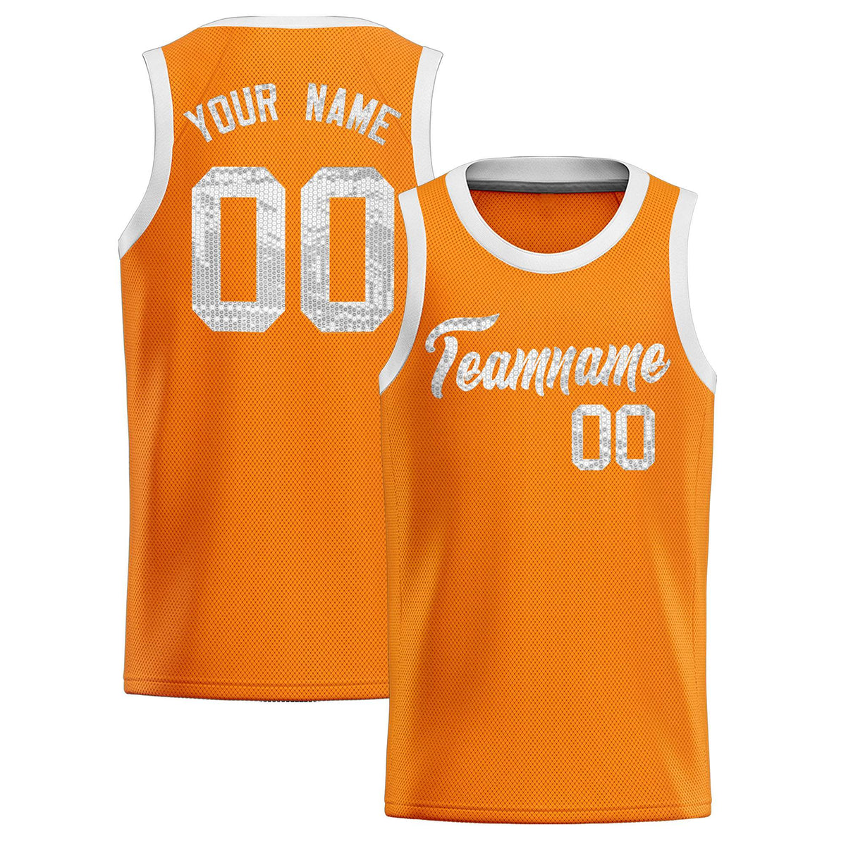 Custom Orange Sequined Tops Athletic Basketball Jersey