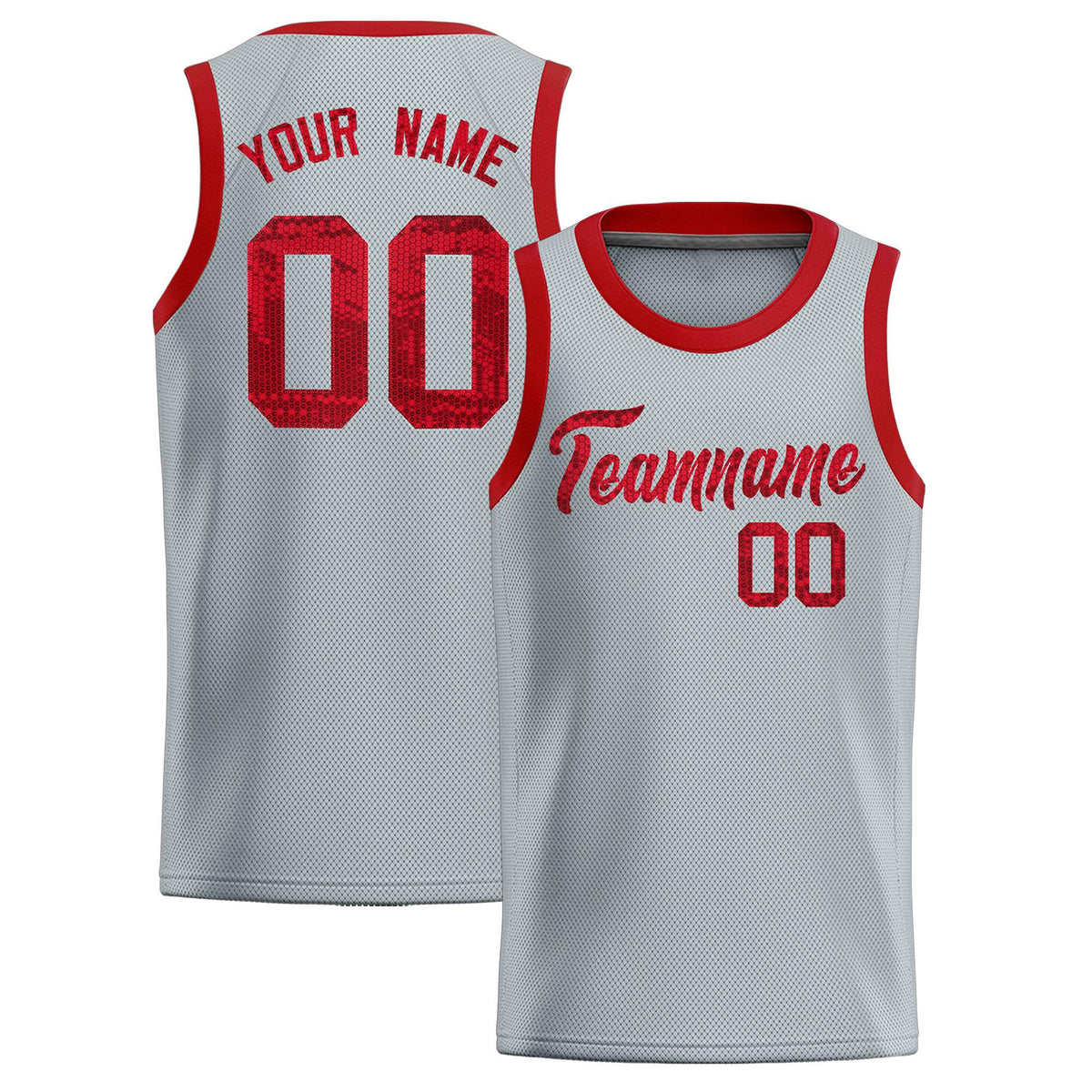 Custom Silver Sequined Tops Athletic Basketball Jersey