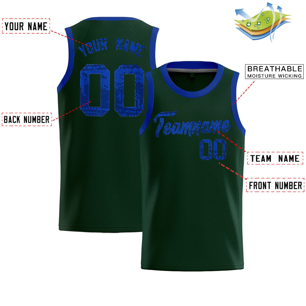 Custom Hunter Green Sequined Tops Athletic Basketball Jersey