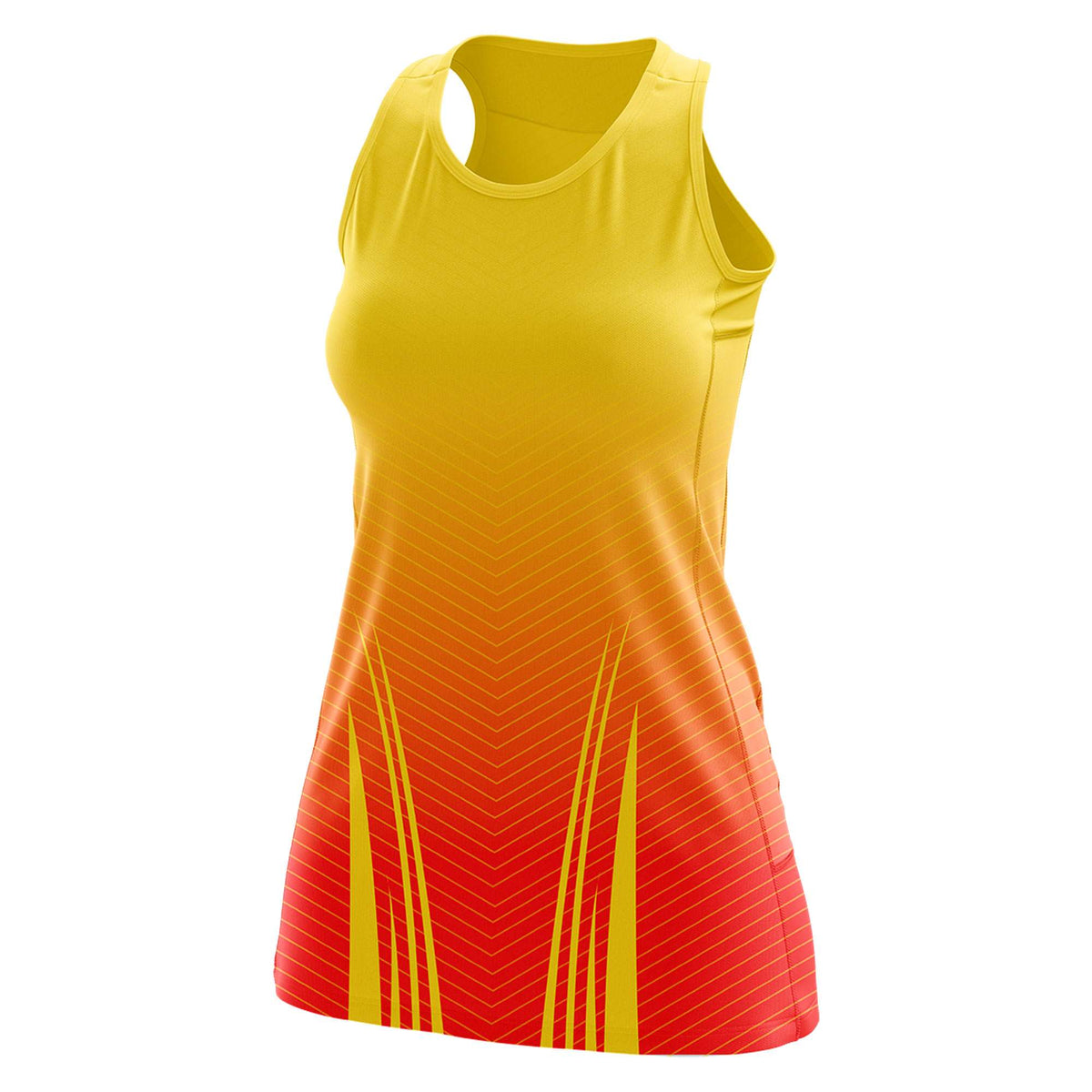 Custom Gold Orange Tennis Dress | Diagonal Lines And Jagged Texture Patterns