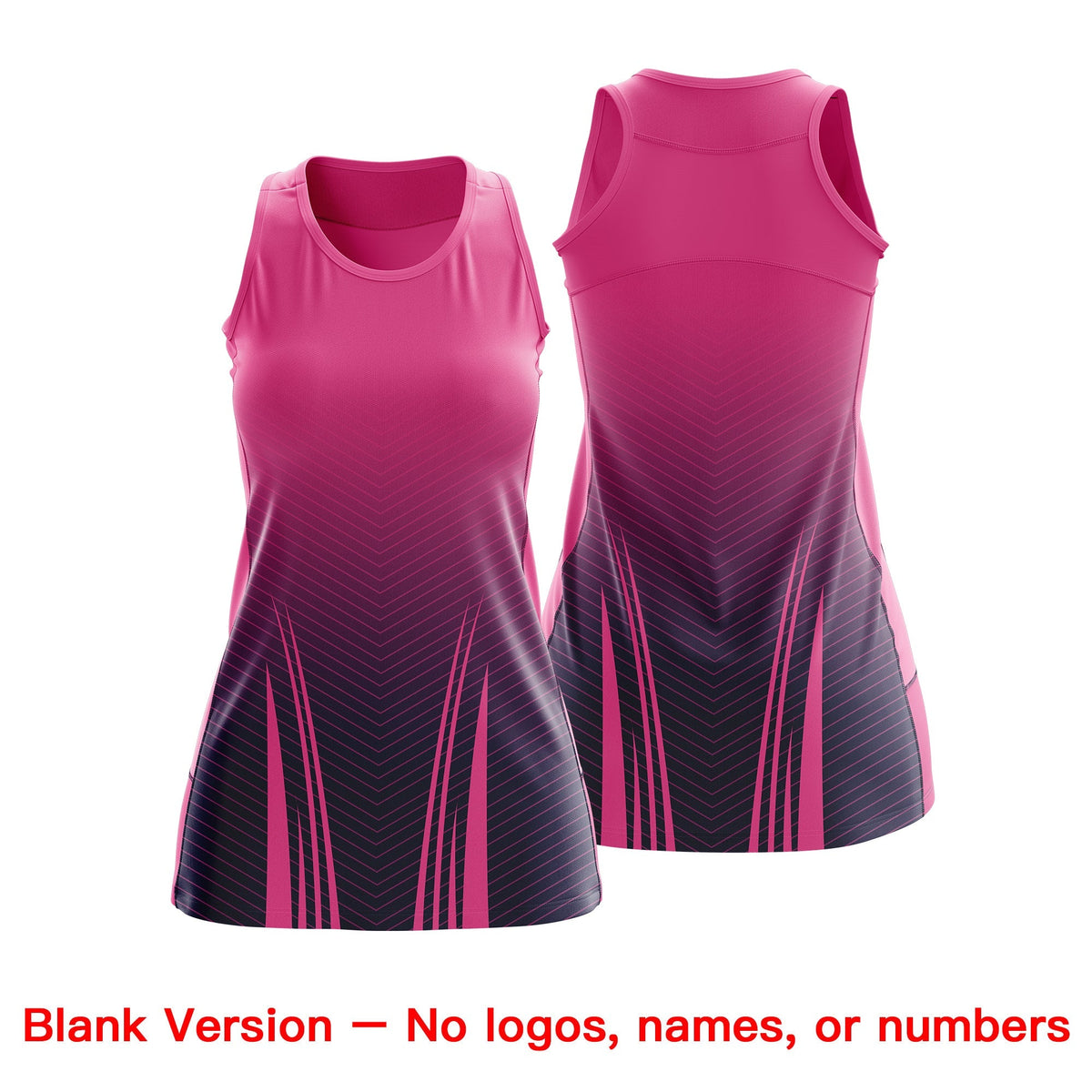 Custom Netball Dress | Rose Red Navy for Women with V-Shaped Pinstripes Personalized Uniform
