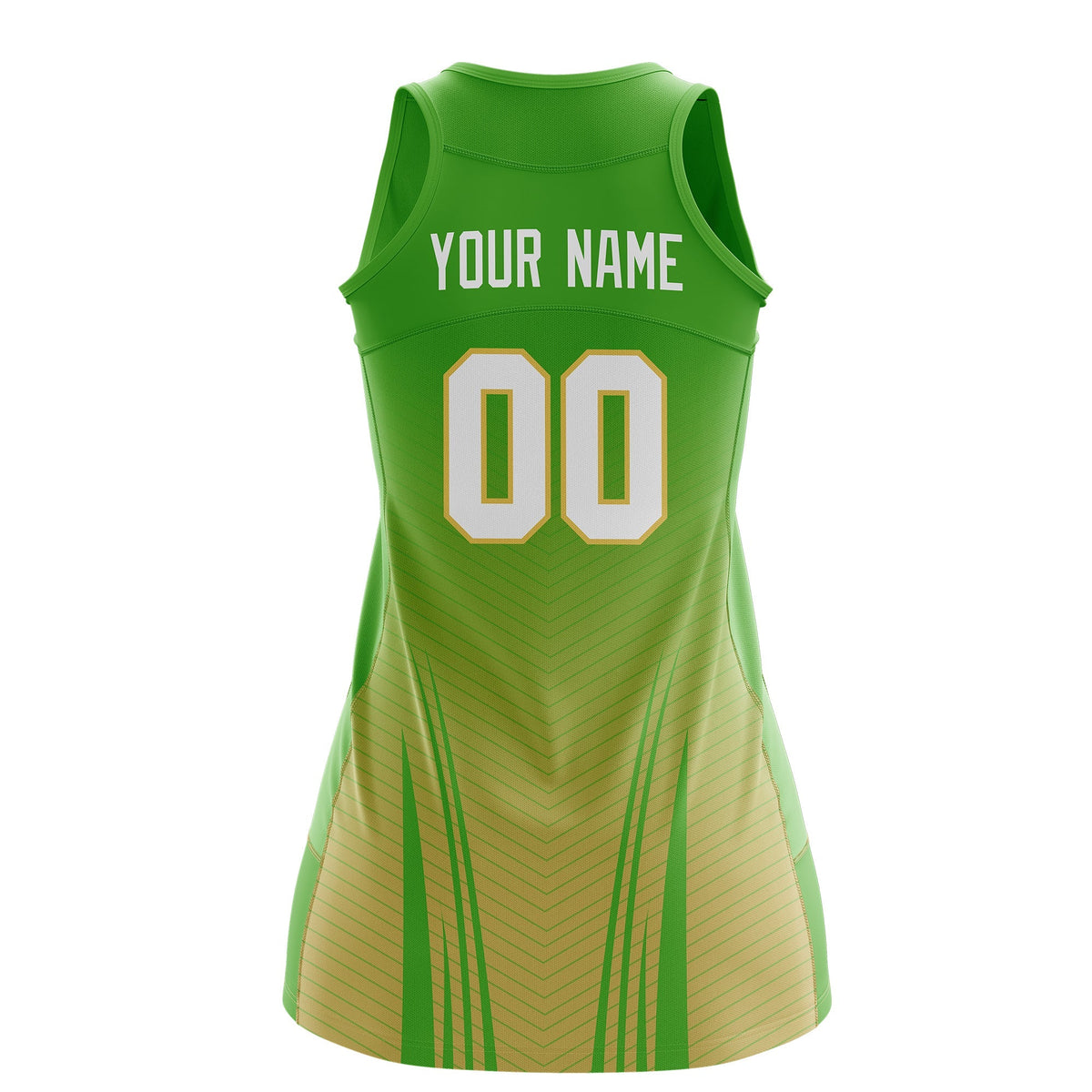 Custom Netball Dress | Light Green Khaki V-Shaped Pinstripes Gradient Team Uniform