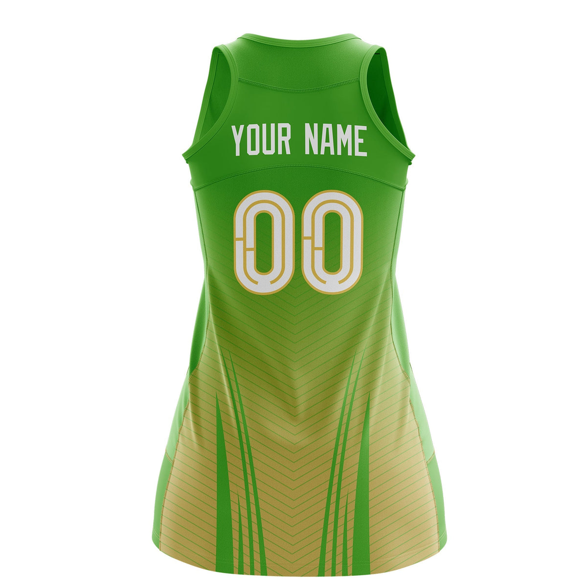 Custom Netball Dress | Light Green Khaki V-Shaped Pinstripes Gradient Team Uniform