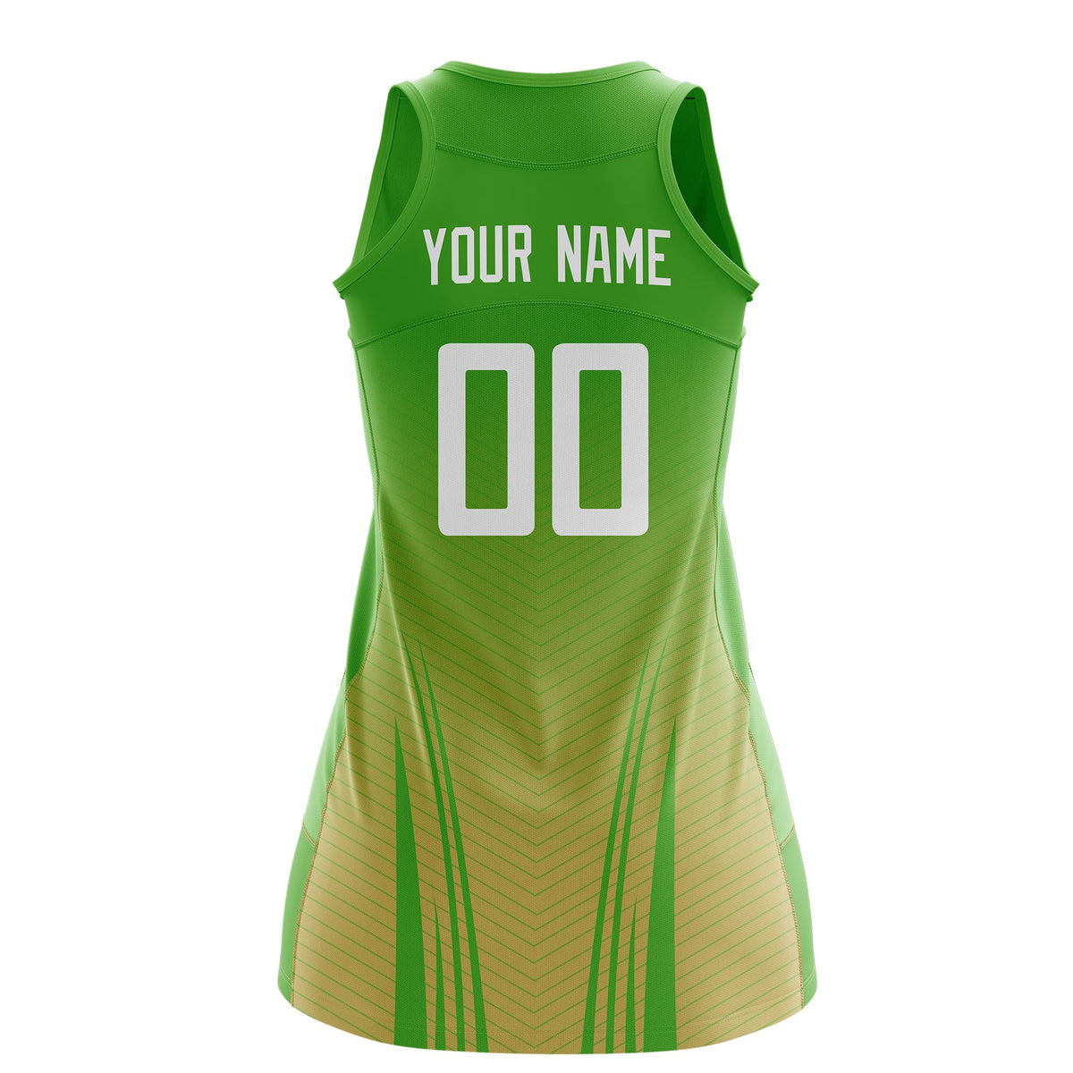 Custom Netball Dress | Light Green Khaki V-Shaped Pinstripes Gradient Team Uniform