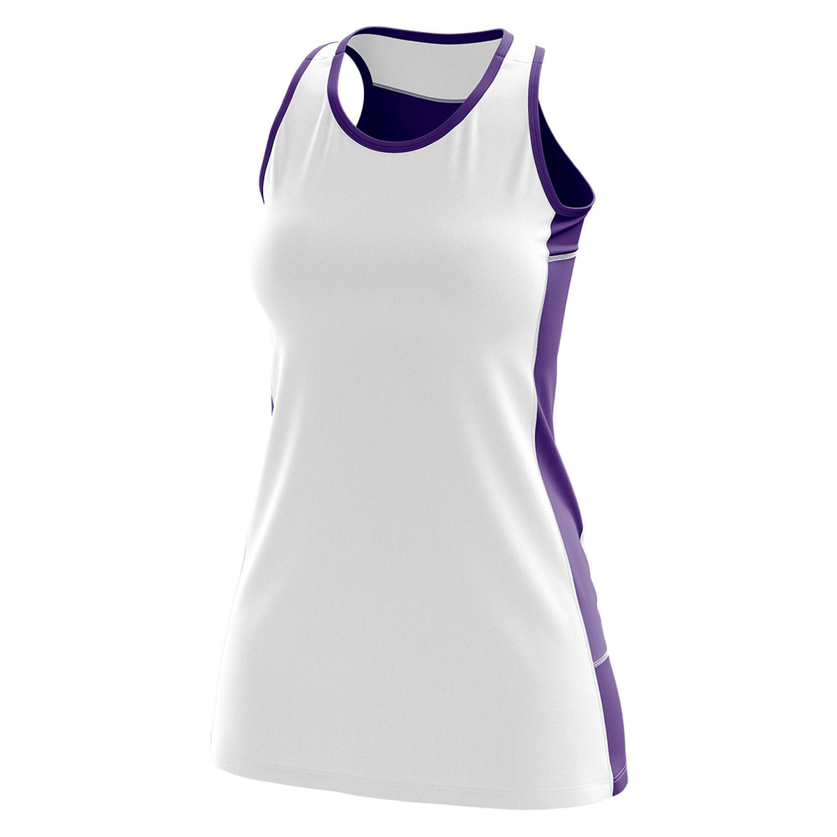 Custom White Purple Color Block Two Tone Tennis Dresses