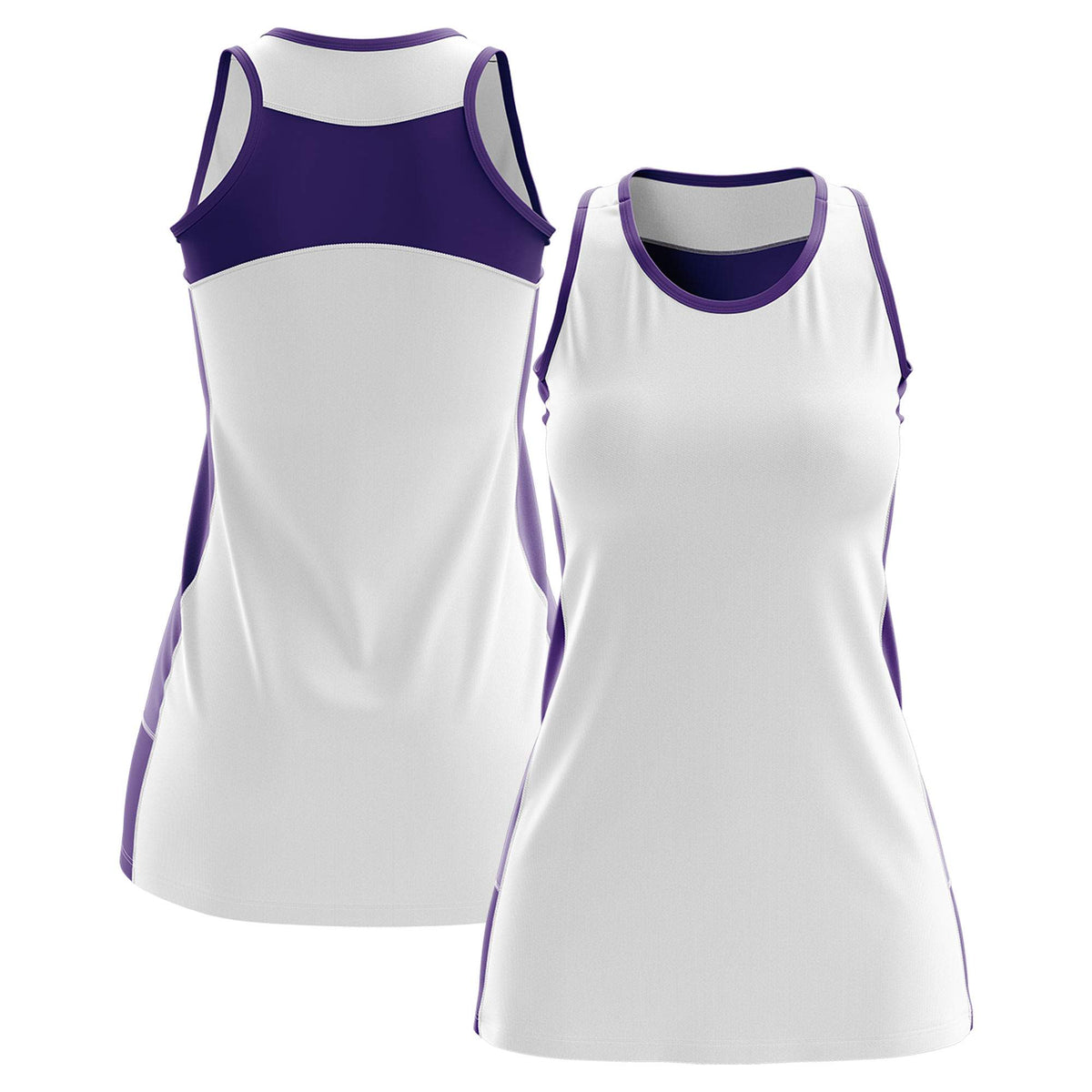 Custom White Purple Color Block Two Tone Tennis Dresses