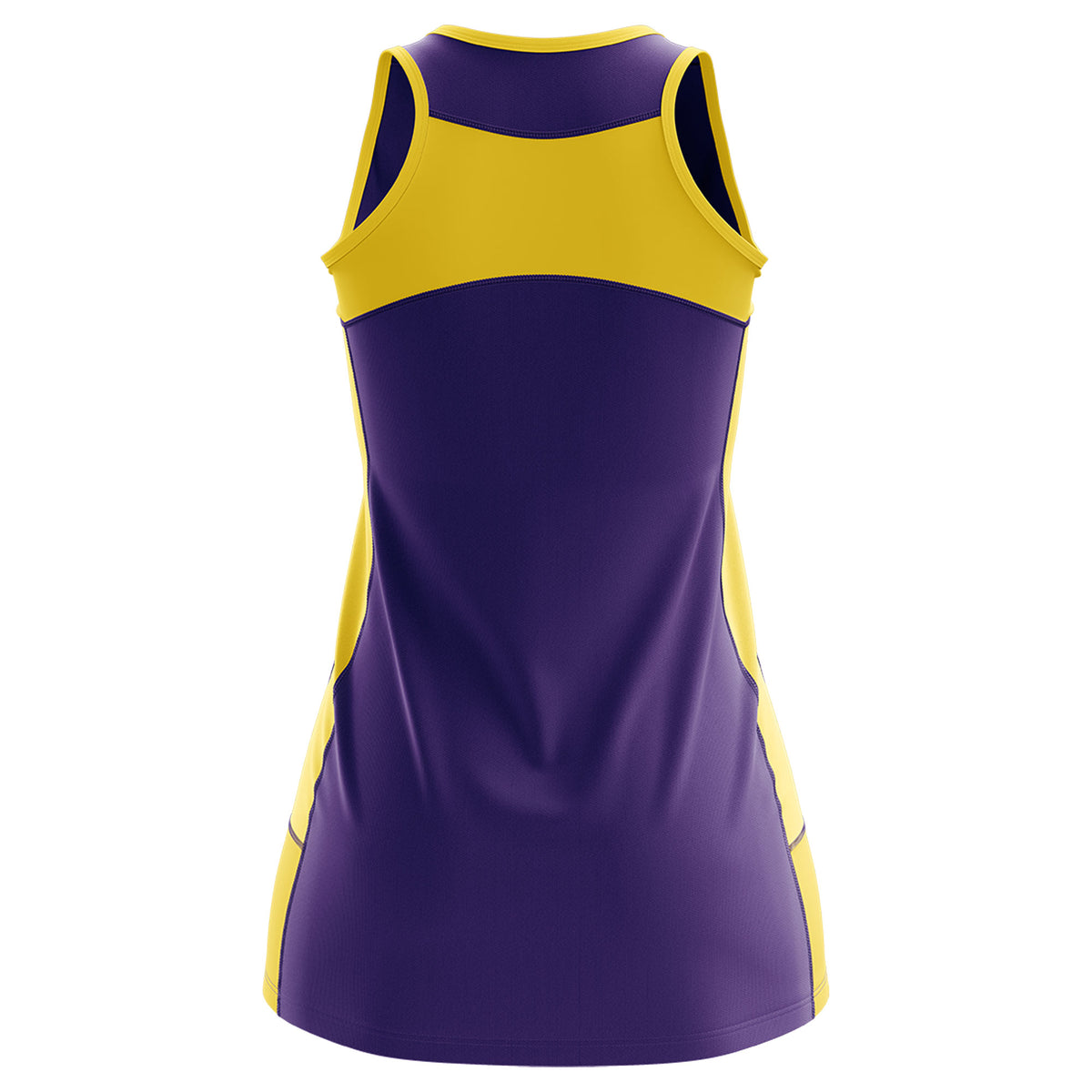 Custom Purple Gold Color Block Two Tone Tennis Dresses