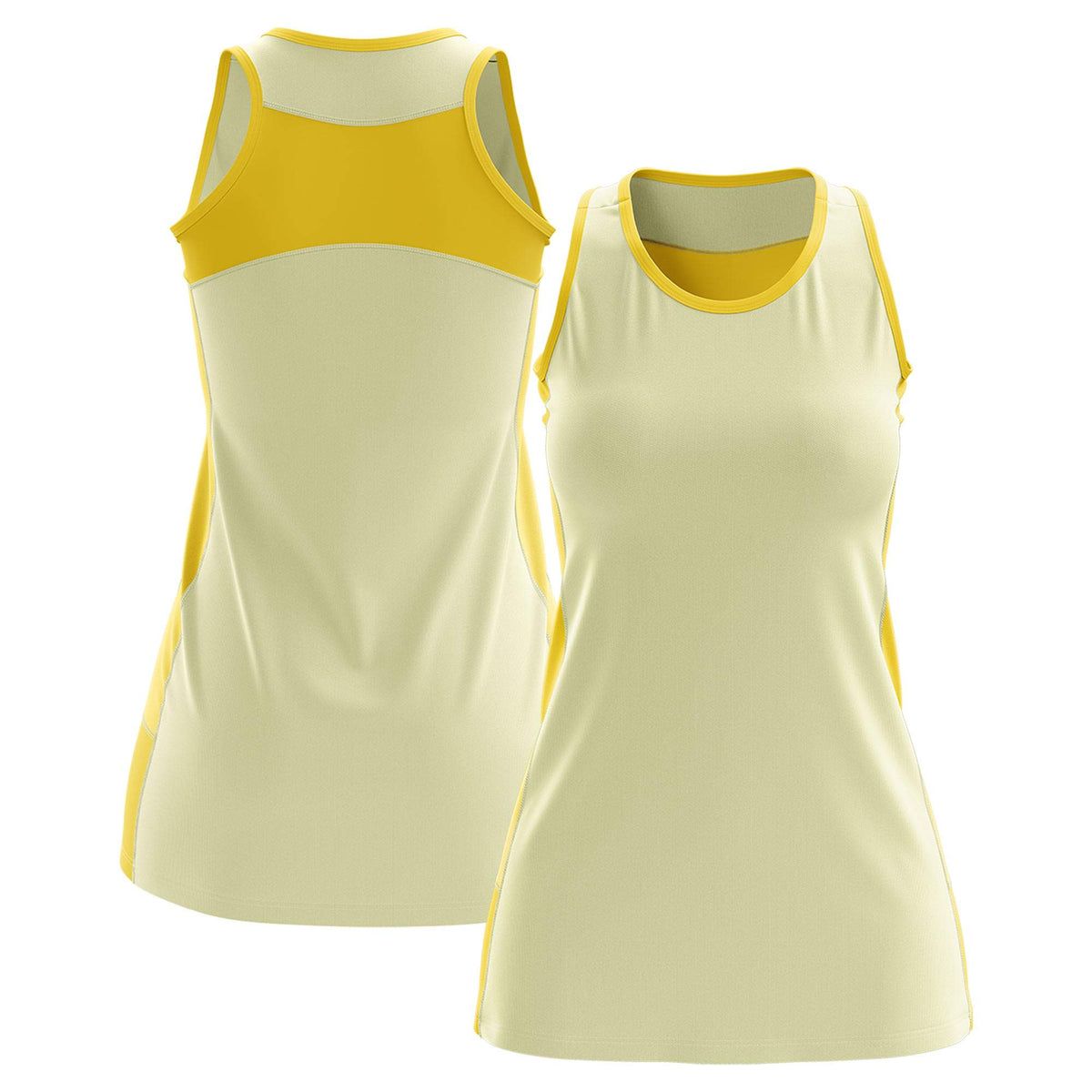 Custom Cream Gold Color Block Two Tone Tennis Dresses