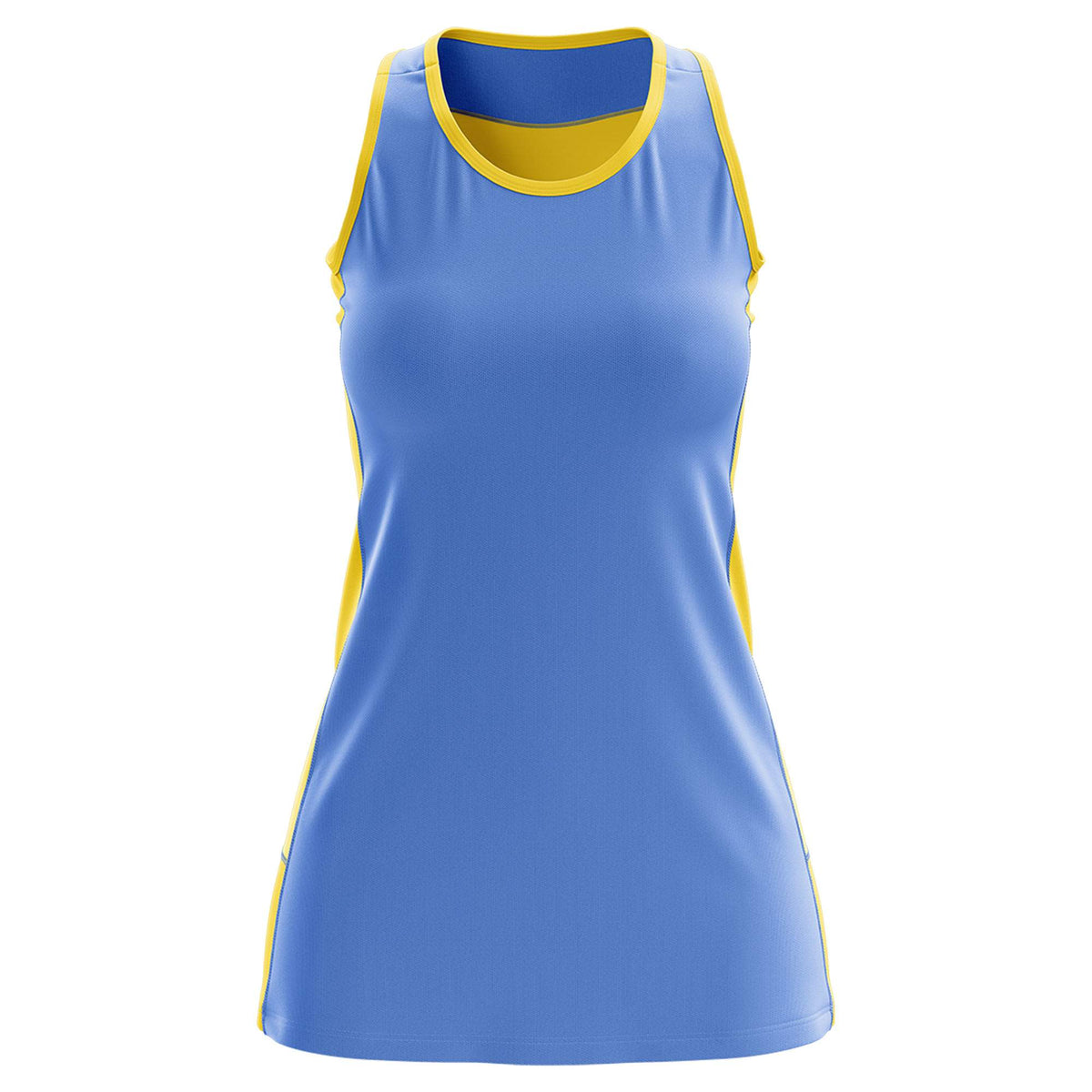 Custom Powder Blue Gold Color Block Two Tone Tennis Dresses